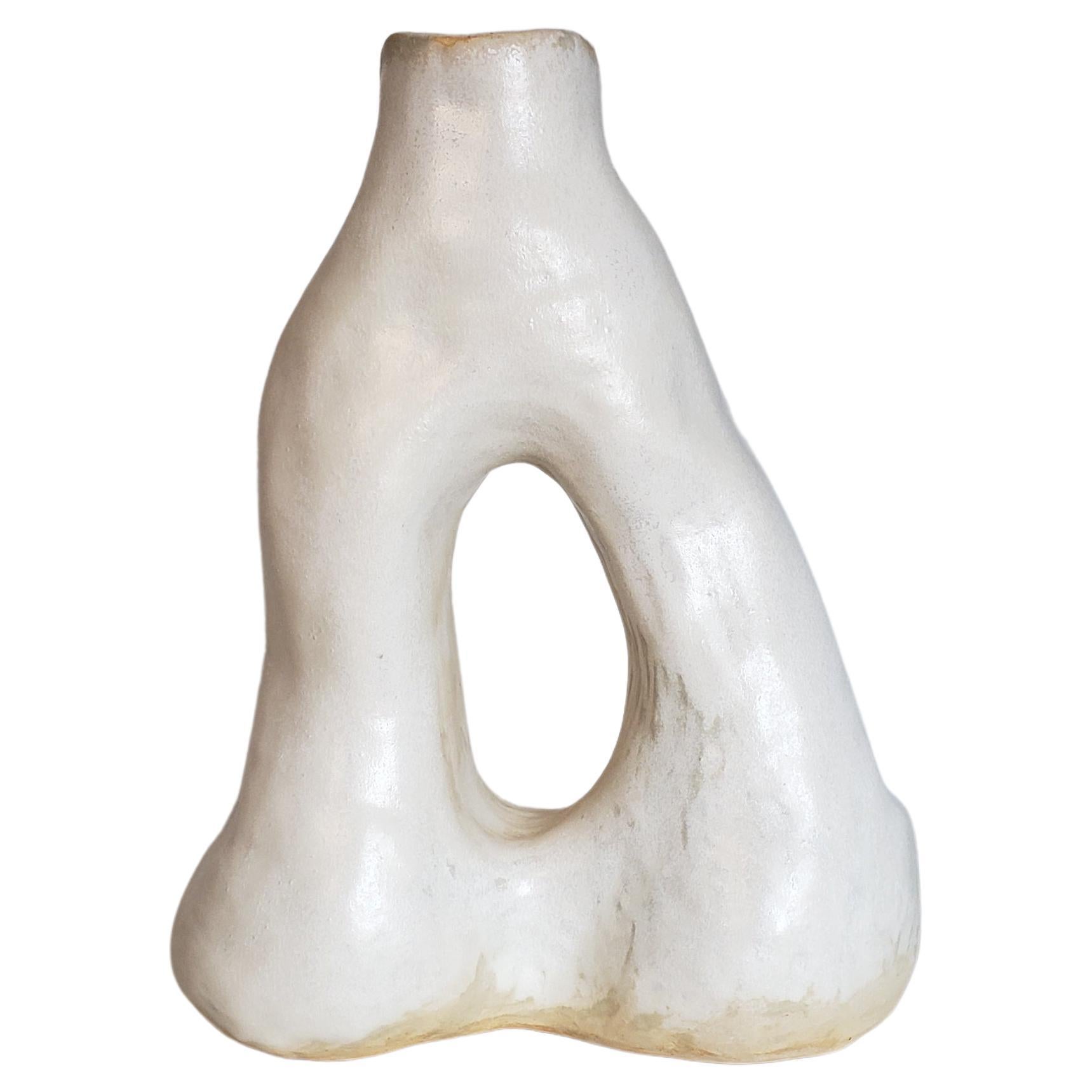sculpted ceramic vase ALBA N.5 -  pearl version  For Sale