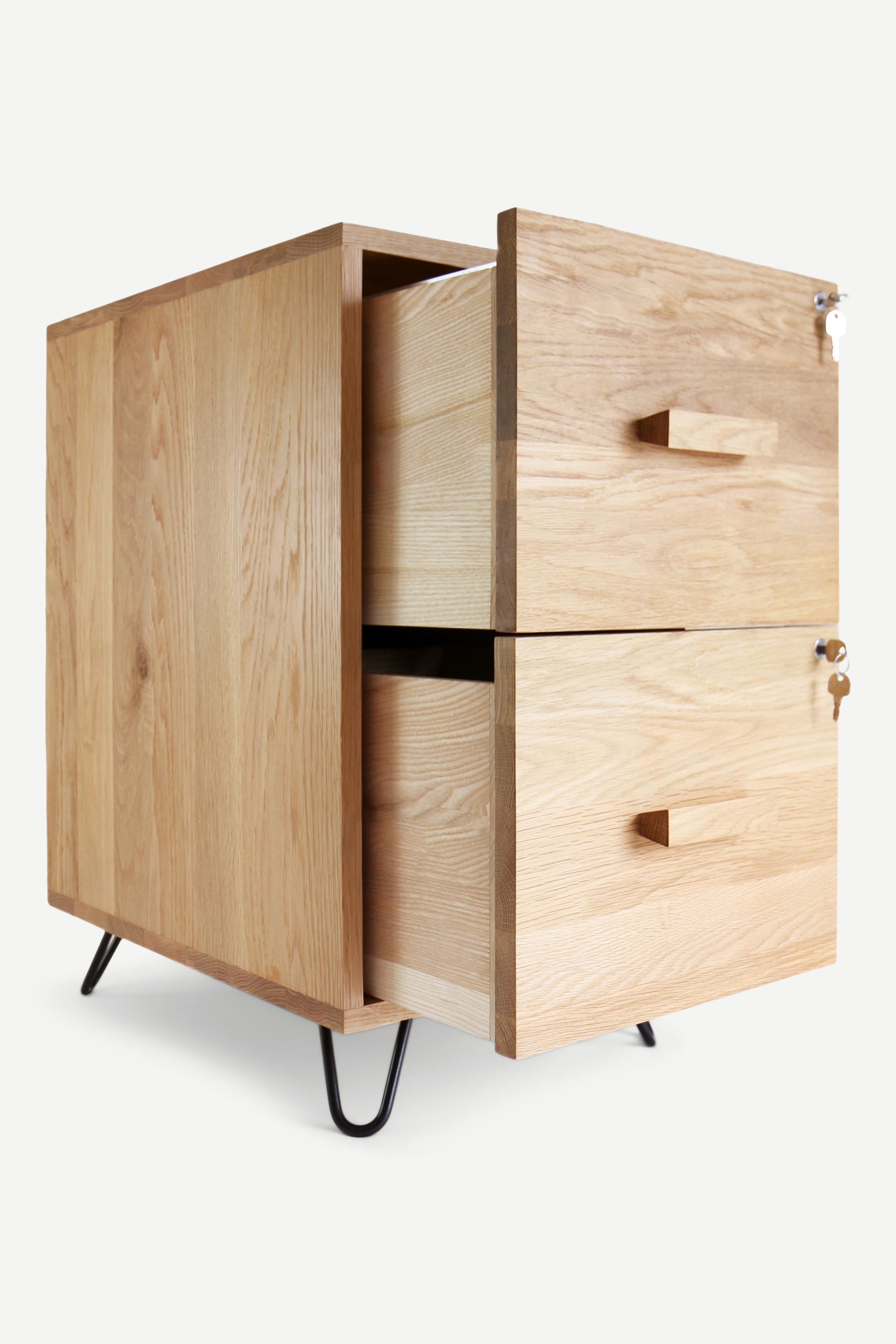 European Alba Wooden File Cabinet with 2 Drawers For Sale