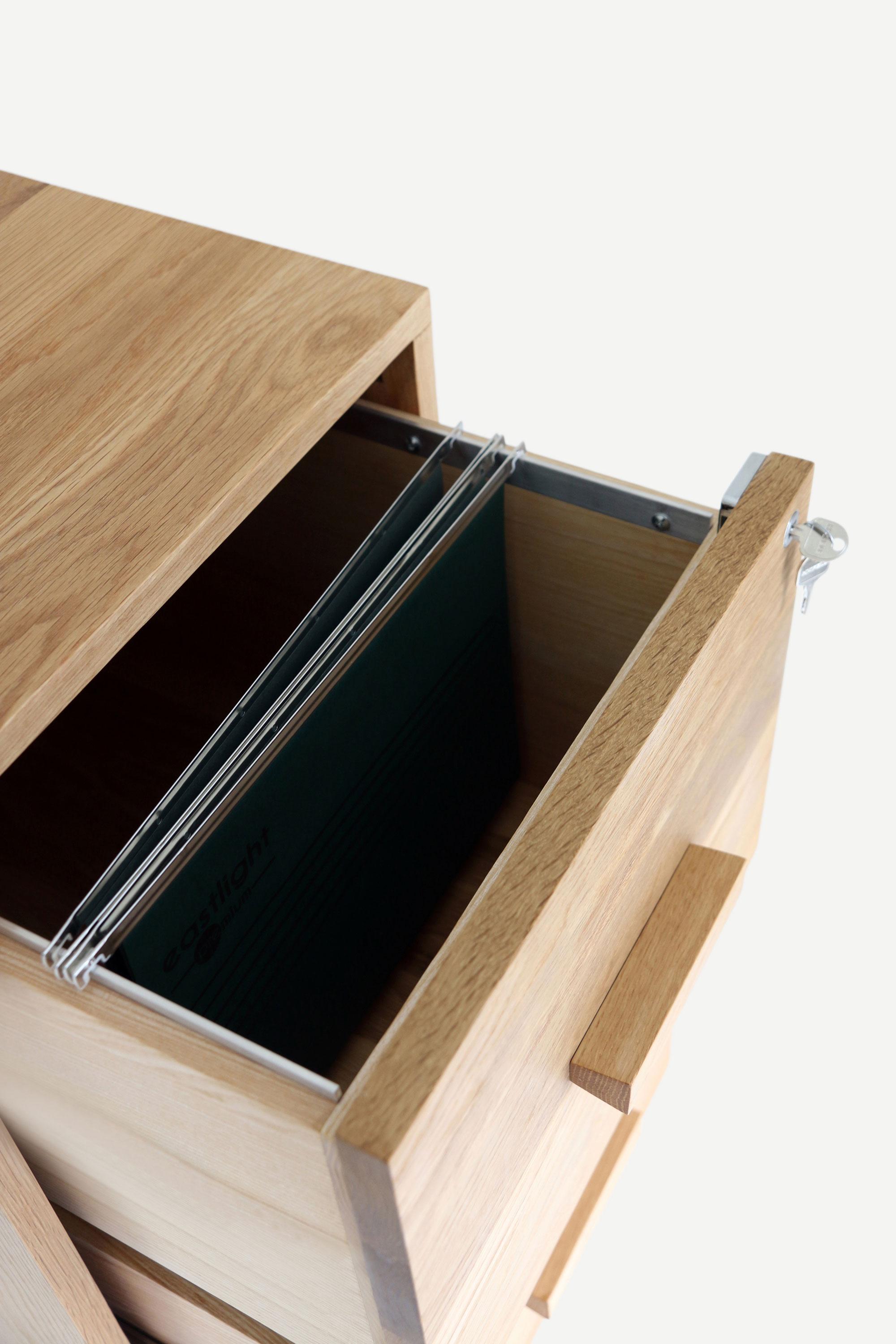 Hand-Crafted Alba Wooden File Cabinet with 2 Drawers For Sale