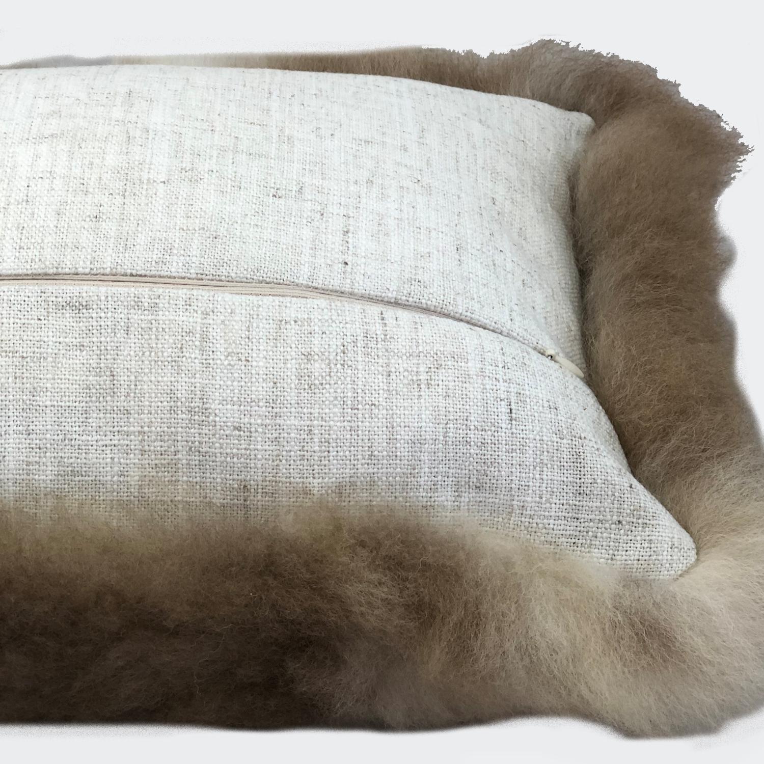 Hand-Crafted Albanian Lambskin Cushion Rectangle Pillow, Limited Edition