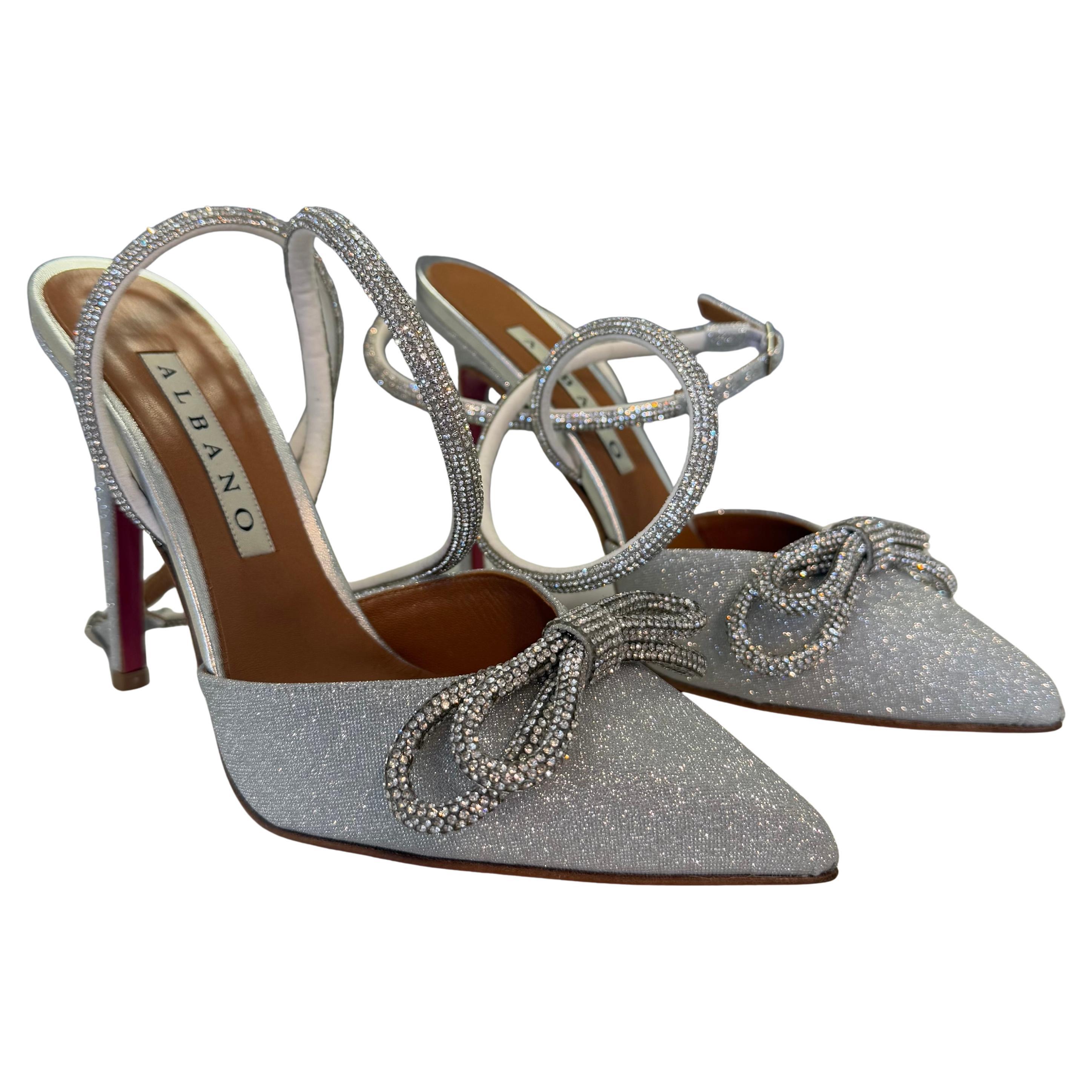 Albano Italy Silver and Strass High Shoes IT 39