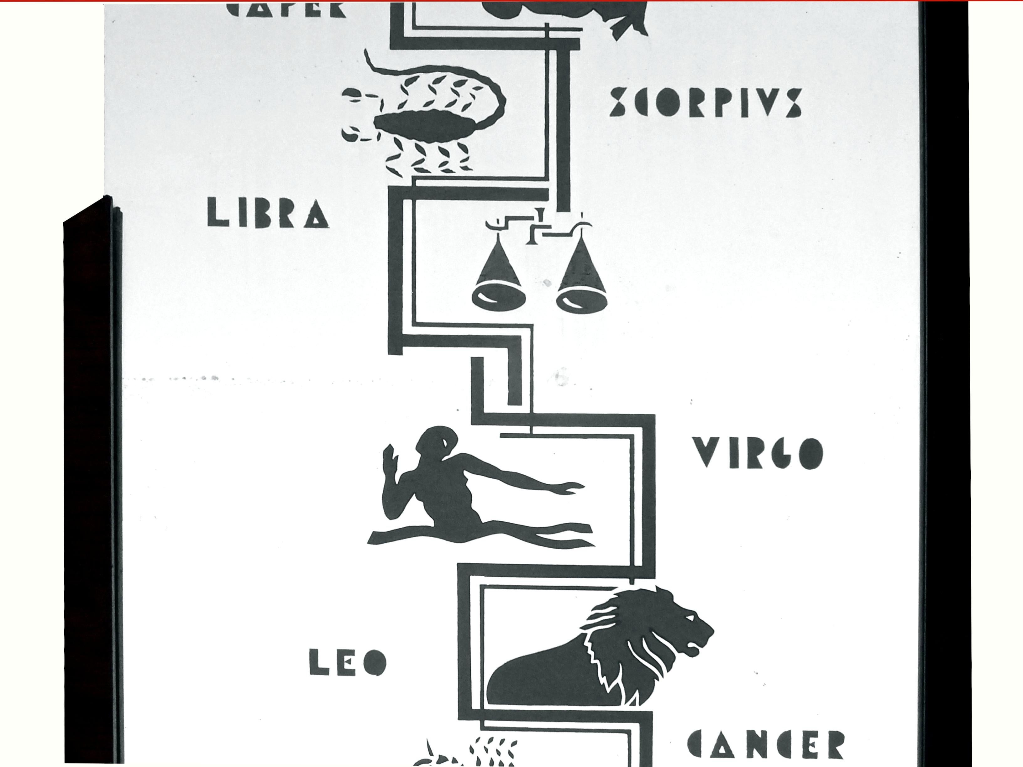 Art déco Albano & Macario Torino Italie miroir mural zodiac années '20/'30 art decò rationnel en vente
