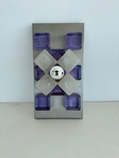 Amethyst Murano Glass Aluminum Sconce Italian Brutalist 1970s