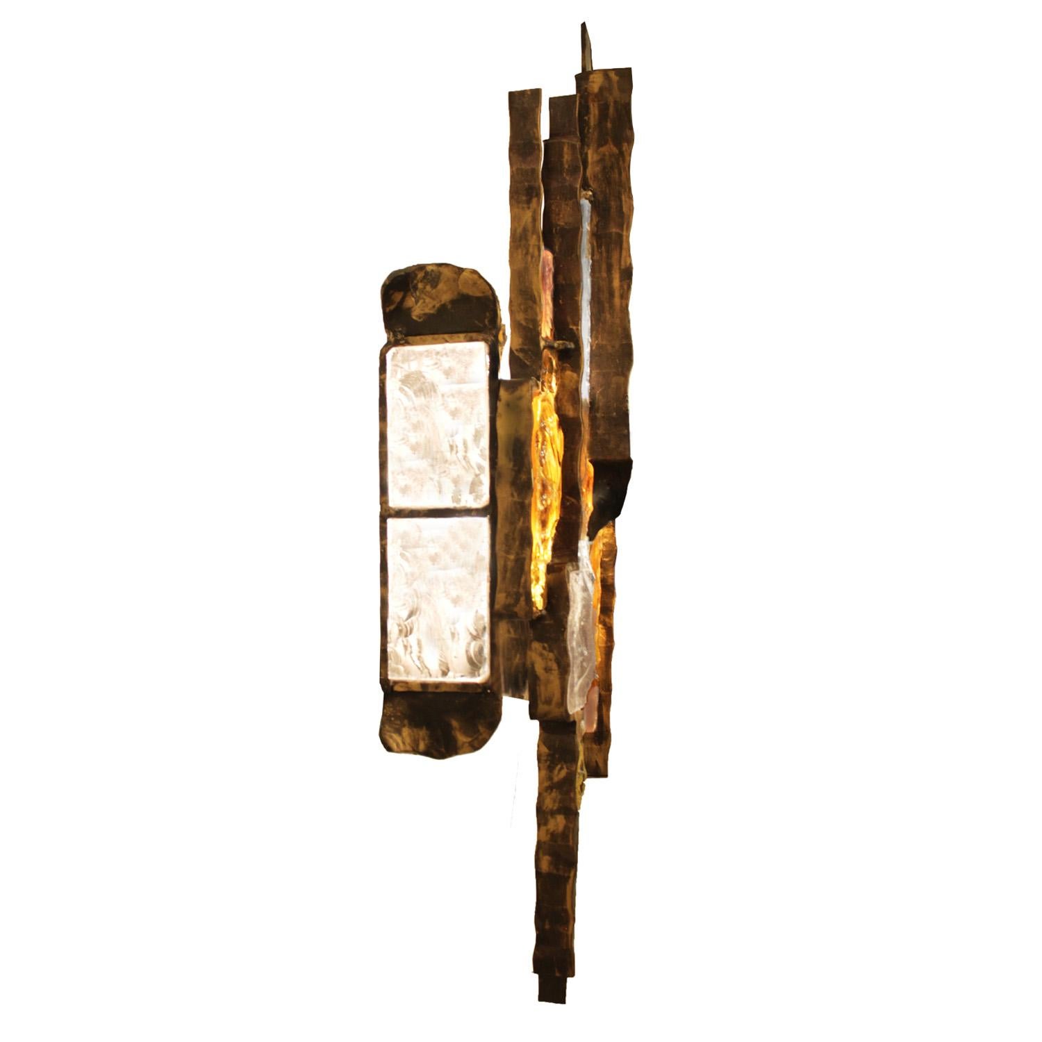 Albano Poli Pair of Murano Glass and Iron Brutalist Sconces 1960s In Good Condition In New York, NY