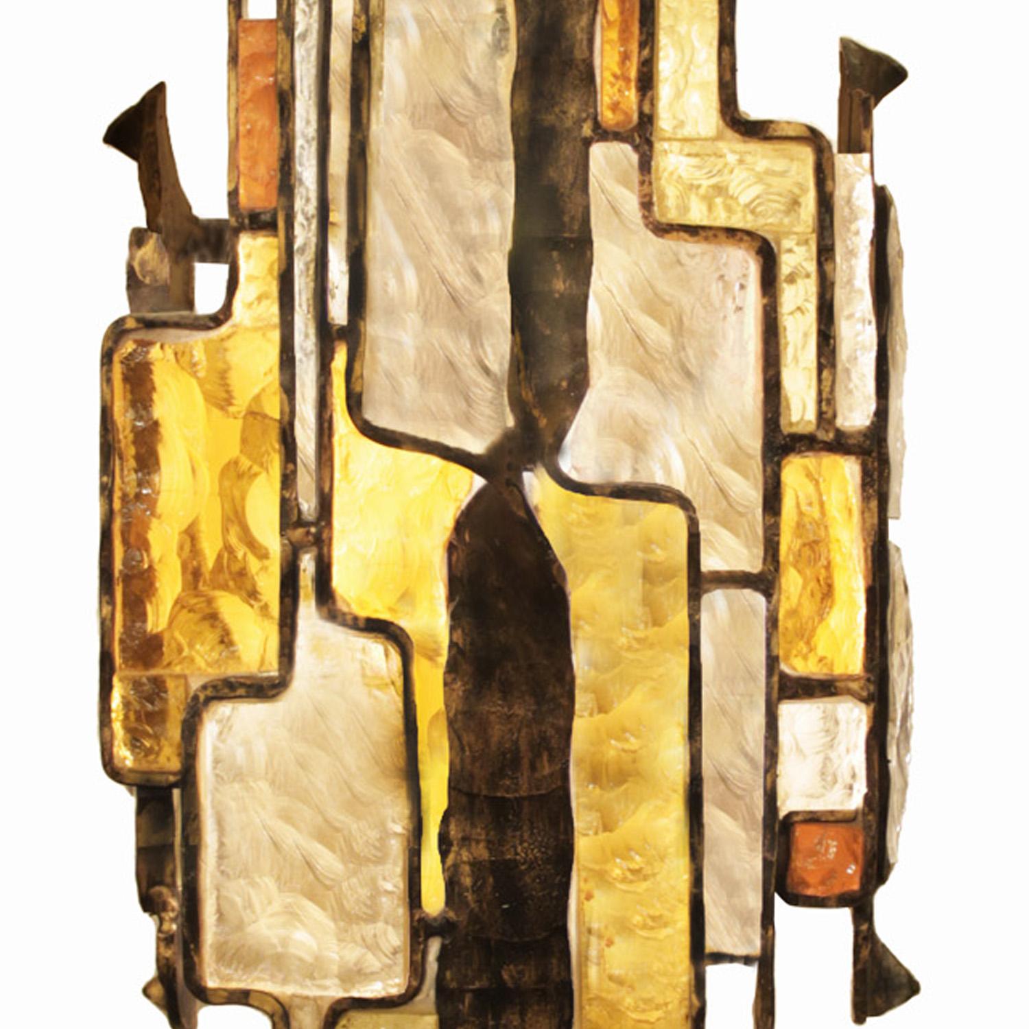 Albano Poli Brutalist Murano Glass and Iron Sconce 1960s ( 6 Available) In Good Condition For Sale In New York, NY