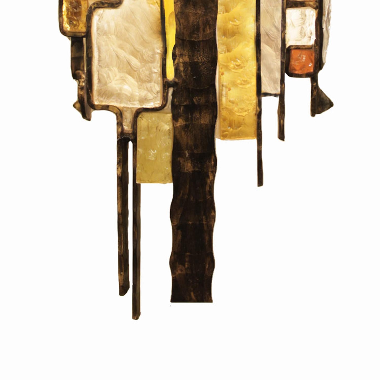 Albano Poli Brutalist Murano Glass and Iron Sconce 1960s ( 6 Available) For Sale 1