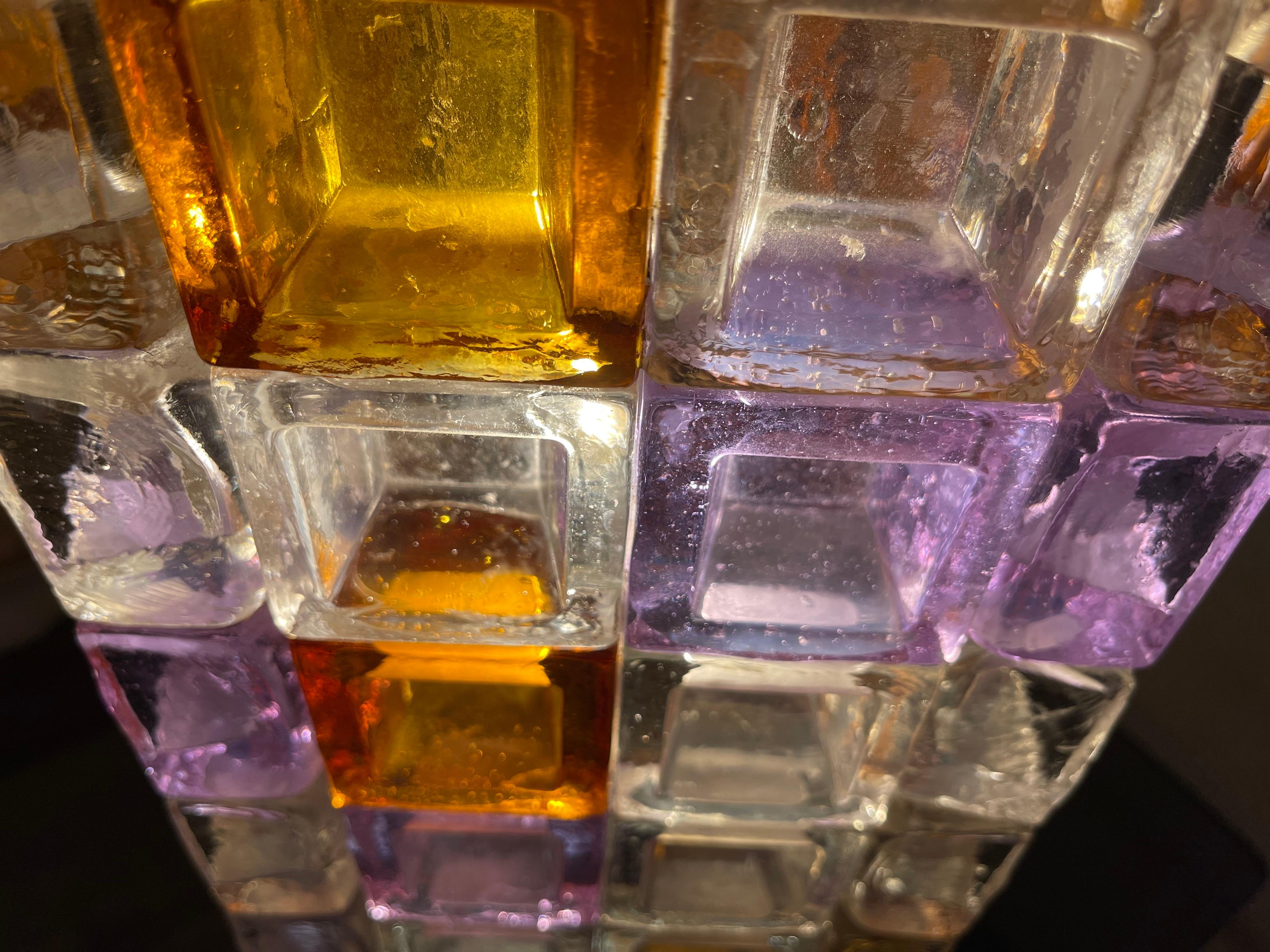 Albano Poli by Poliarte Tischlampe Glas Murano 5 Glühbirnen, Italien, 1970 (Handgefertigt) im Angebot