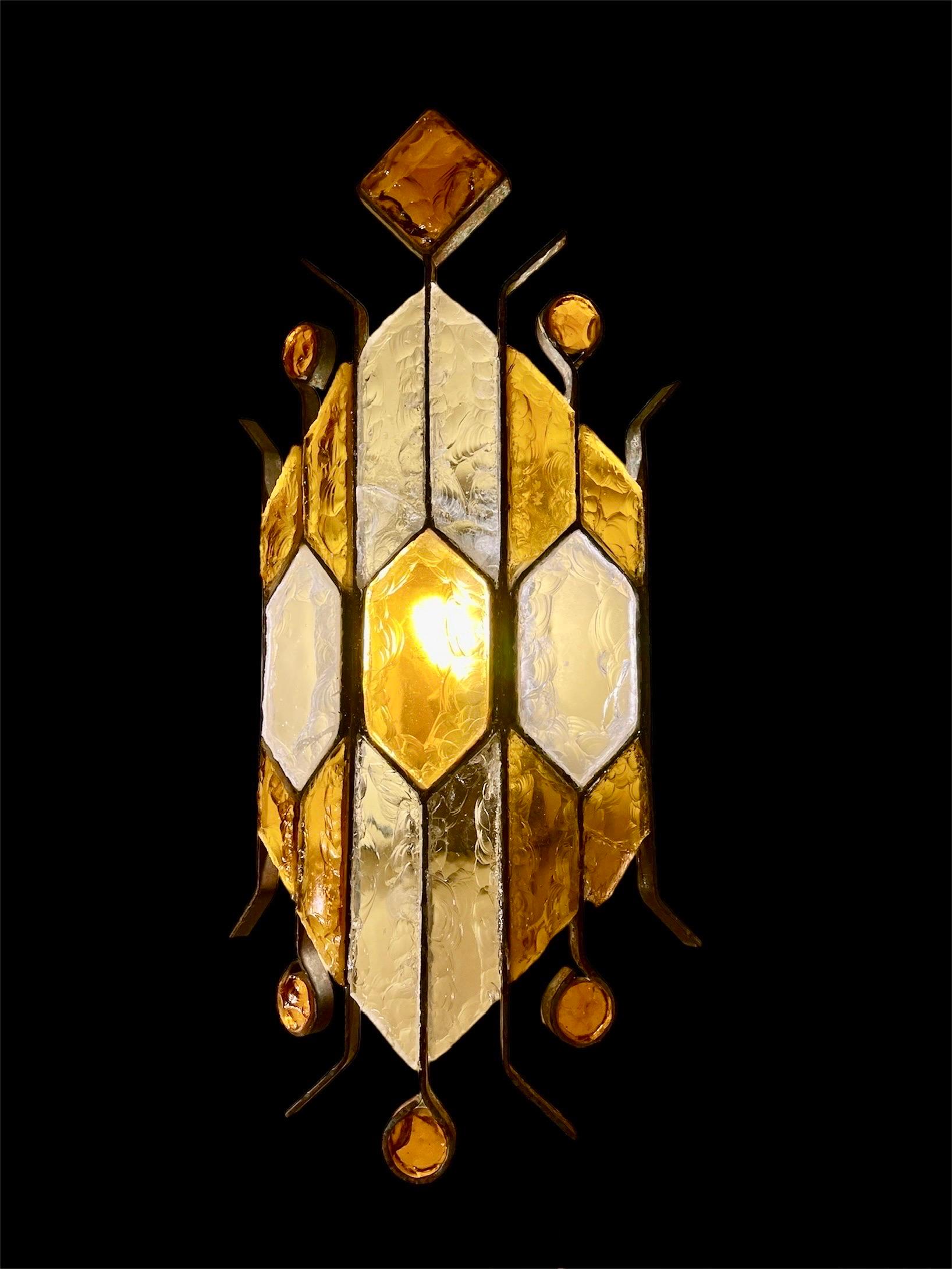 Late 20th Century Poliarte  By longobard wall lighting glass murano , Italy 1970s