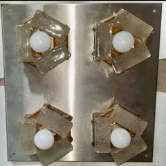 Albano Poli by Poliarte illuminazione da parete XXL 4 vetri di Murano , Italia 1970