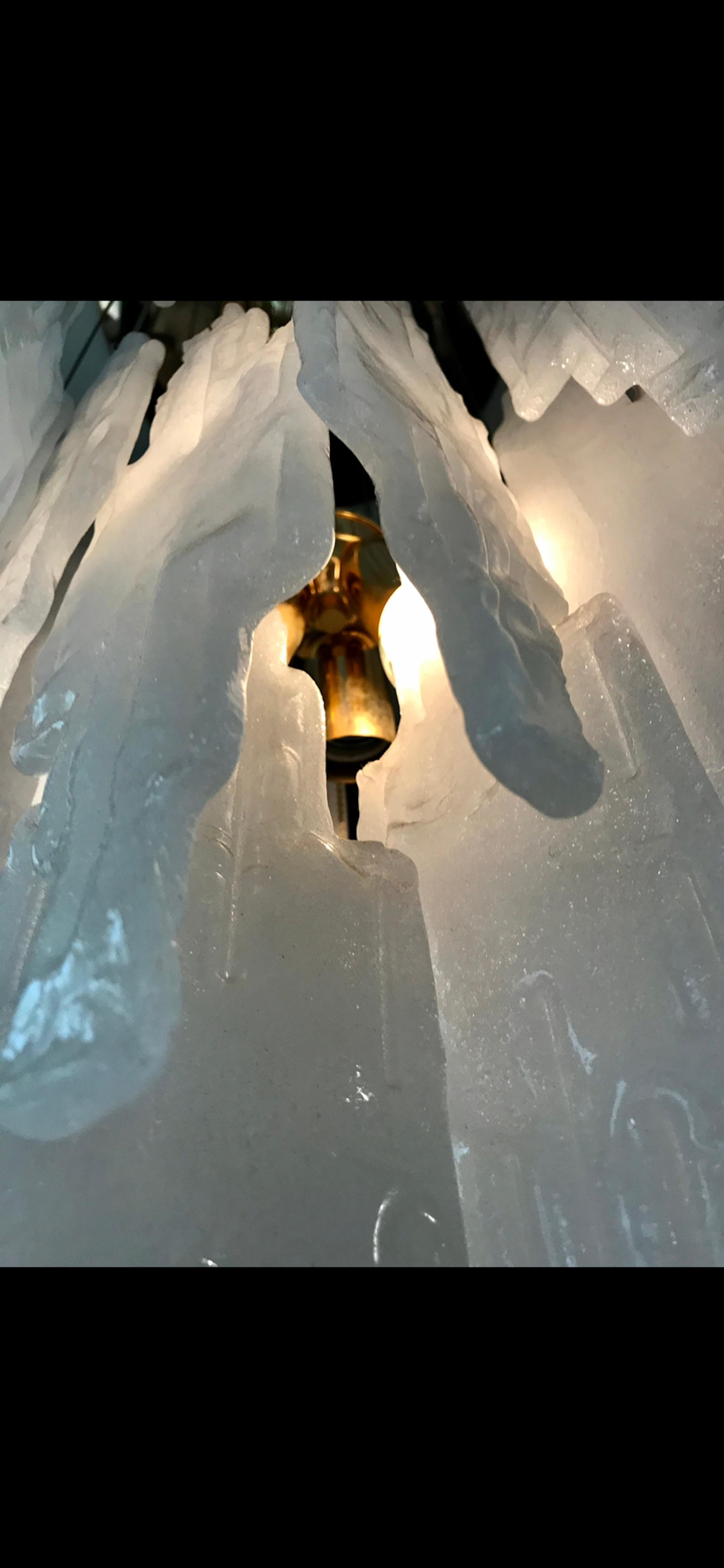 Brass Albano Poli Cascade Pendant by Poliarte in Murano Glass, Italy, 1970