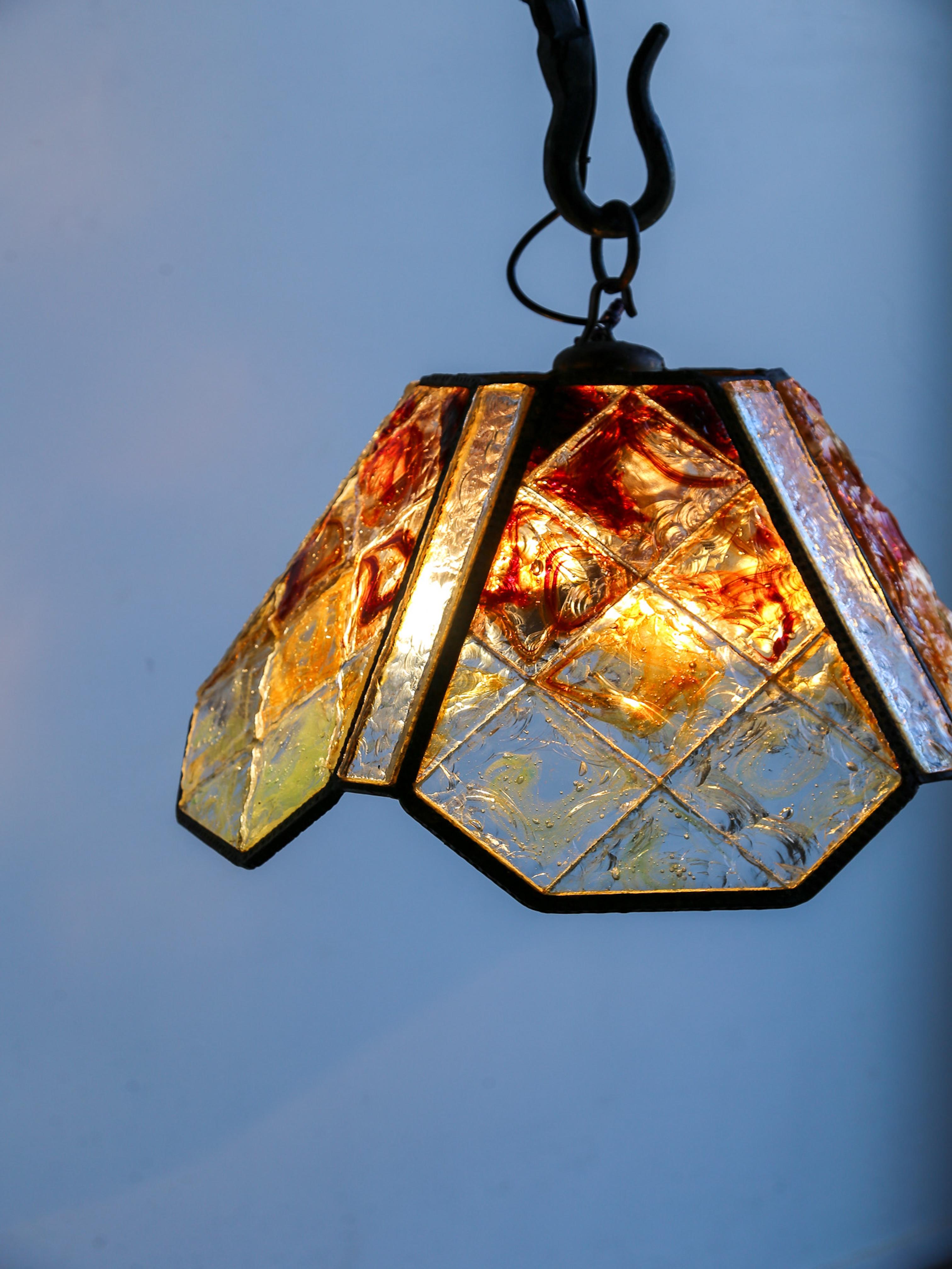 Albano Poli für Poliarte Brutalistische Stehleuchte aus Murano-Glas und Bronze im Angebot 3