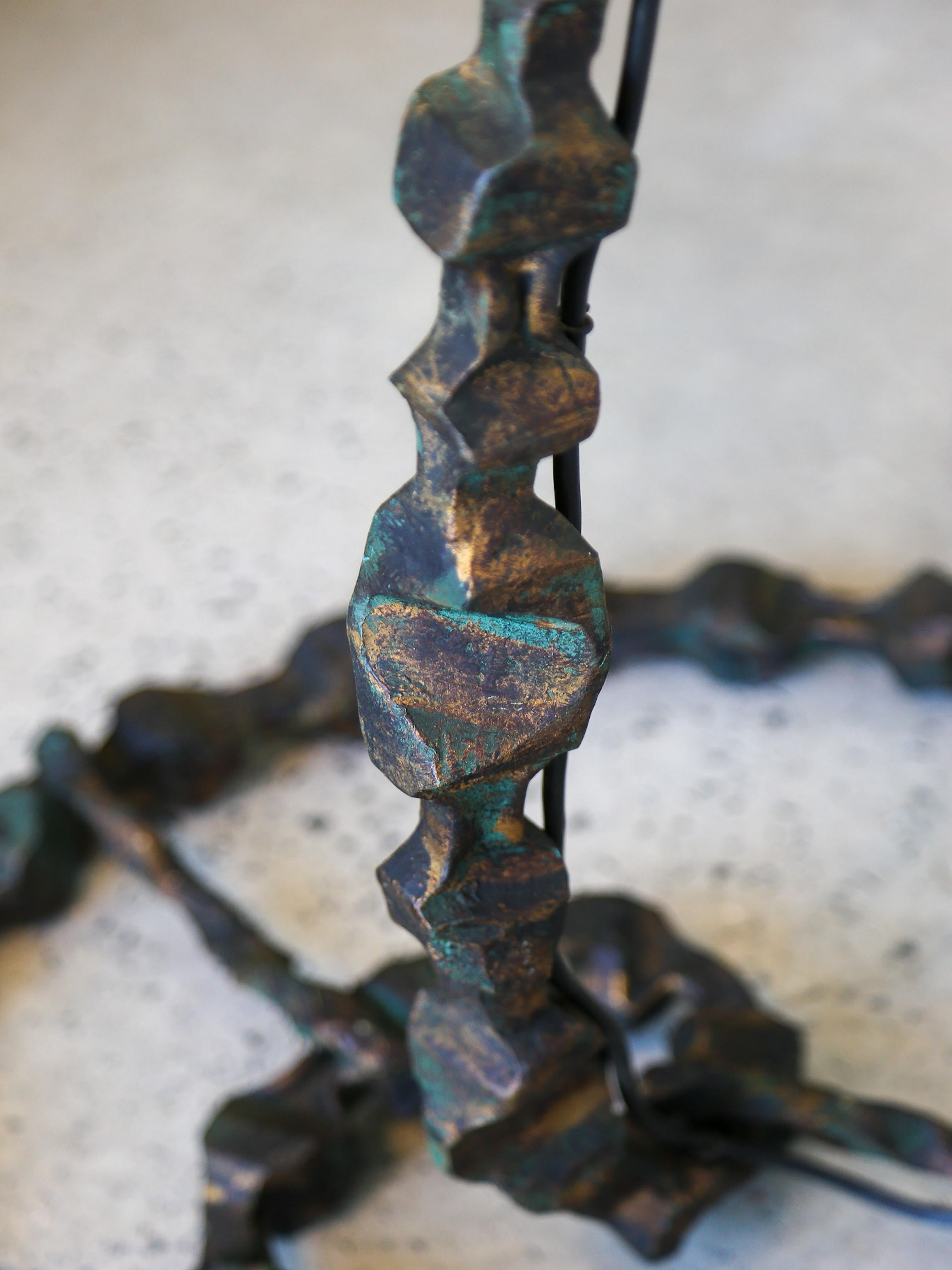 Albano Poli für Poliarte Brutalistische Stehleuchte aus Murano-Glas und Bronze im Angebot 7