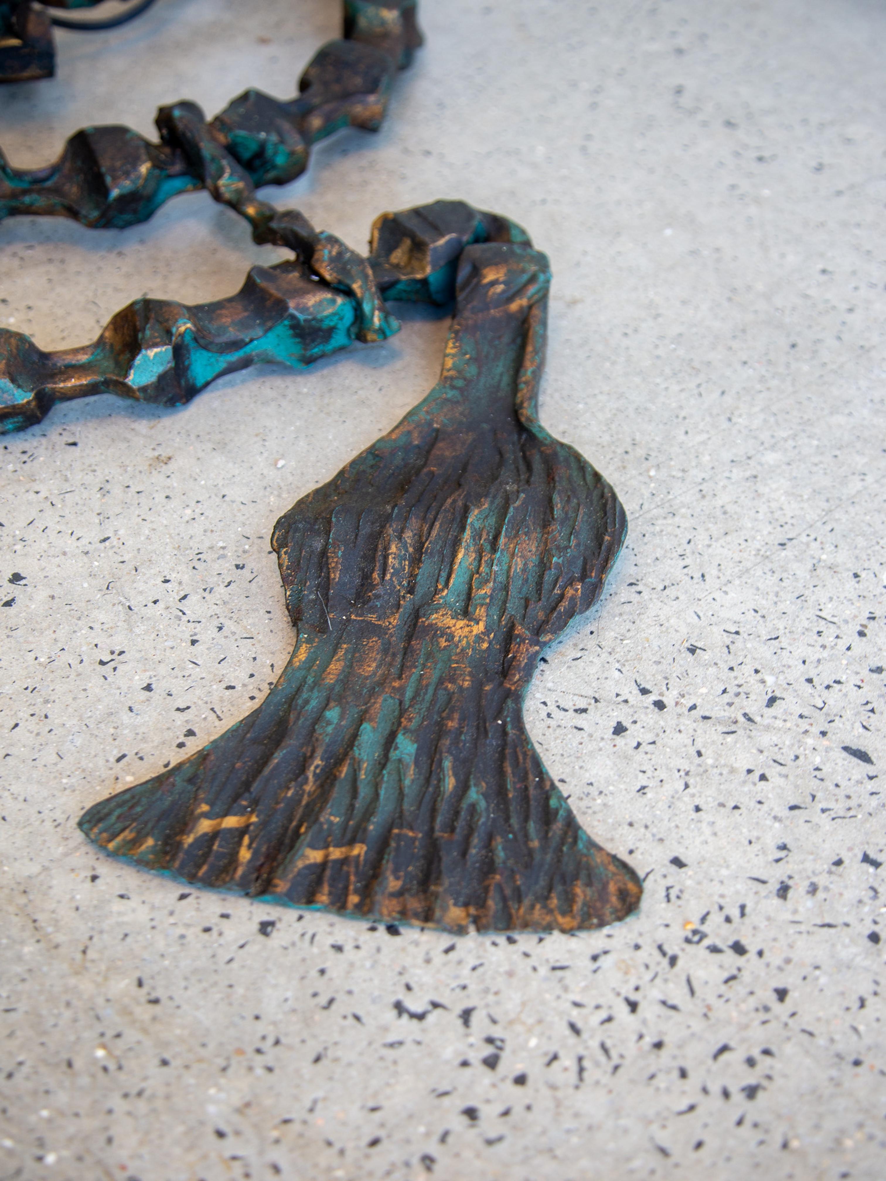 Albano Poli für Poliarte Brutalistische Stehleuchte aus Murano-Glas und Bronze im Angebot 9