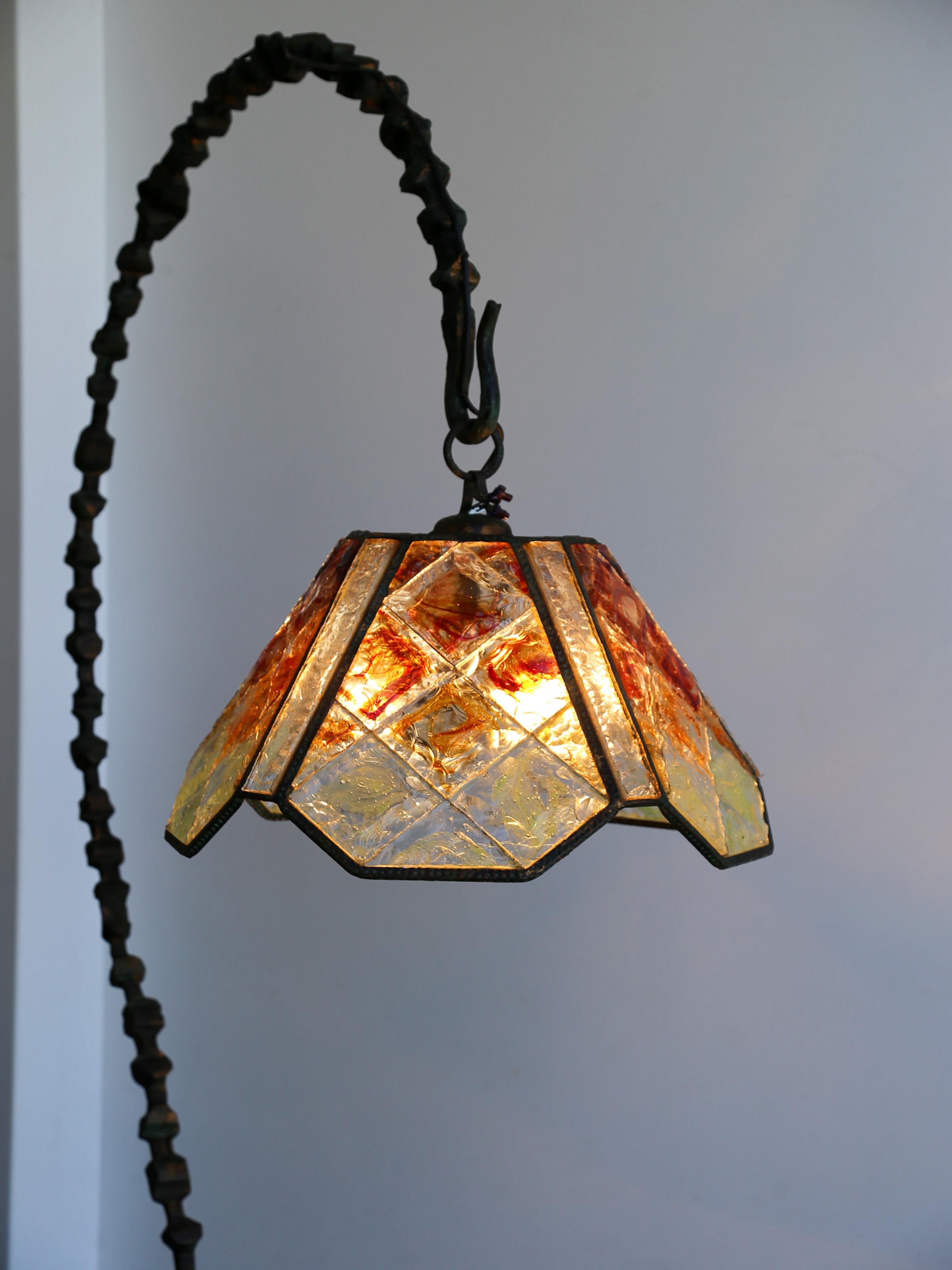 Albano Poli für Poliarte Brutalistische Stehleuchte aus Murano-Glas und Bronze im Angebot 10
