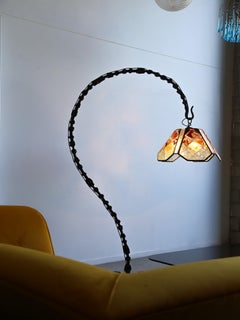 Albano Poli per Poliarte Lampada da terra brutalista in vetro di Murano e bronzo