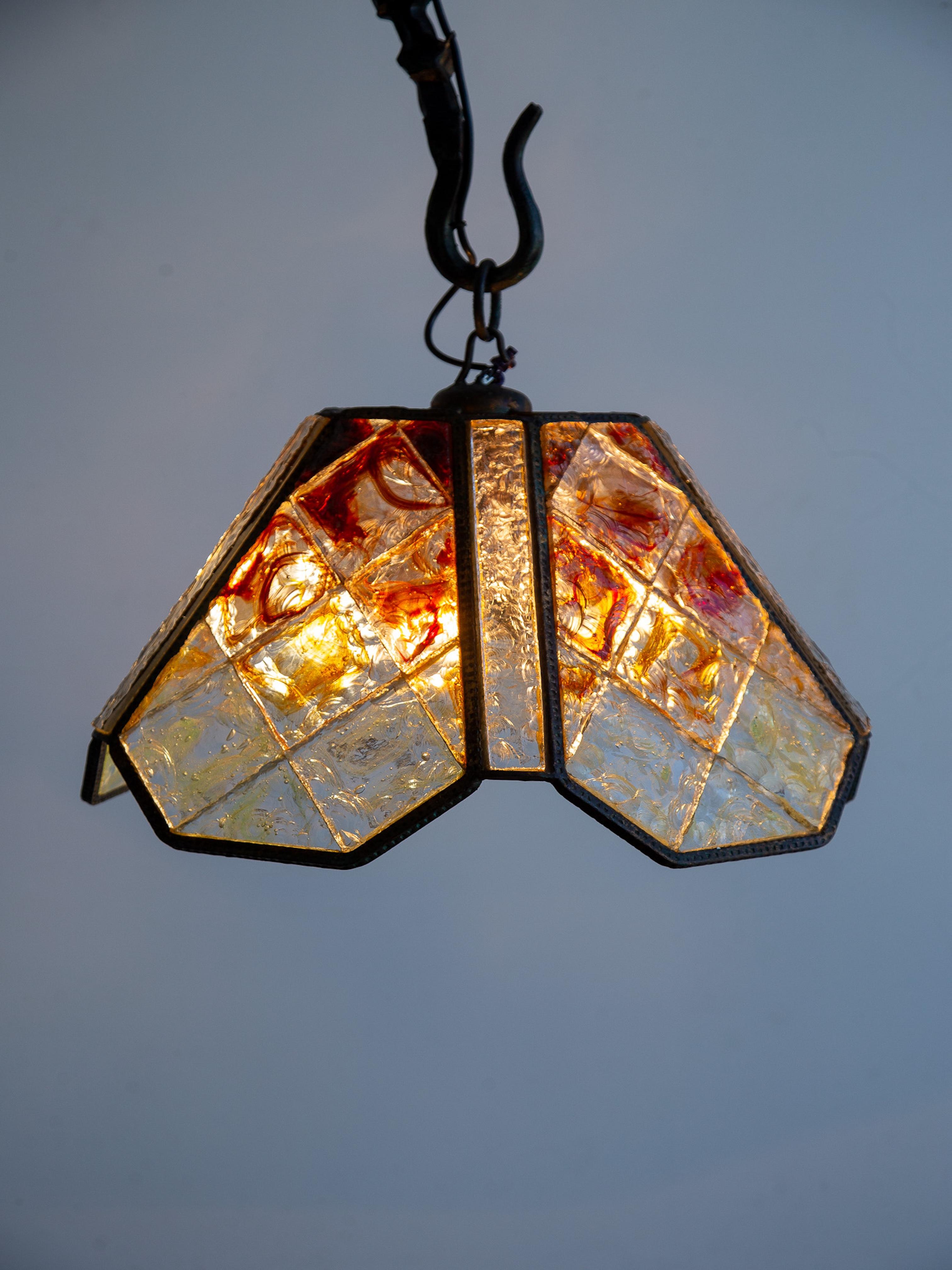 Albano Poli für Poliarte Brutalistische Stehleuchte aus Murano-Glas und Bronze (Italienisch) im Angebot