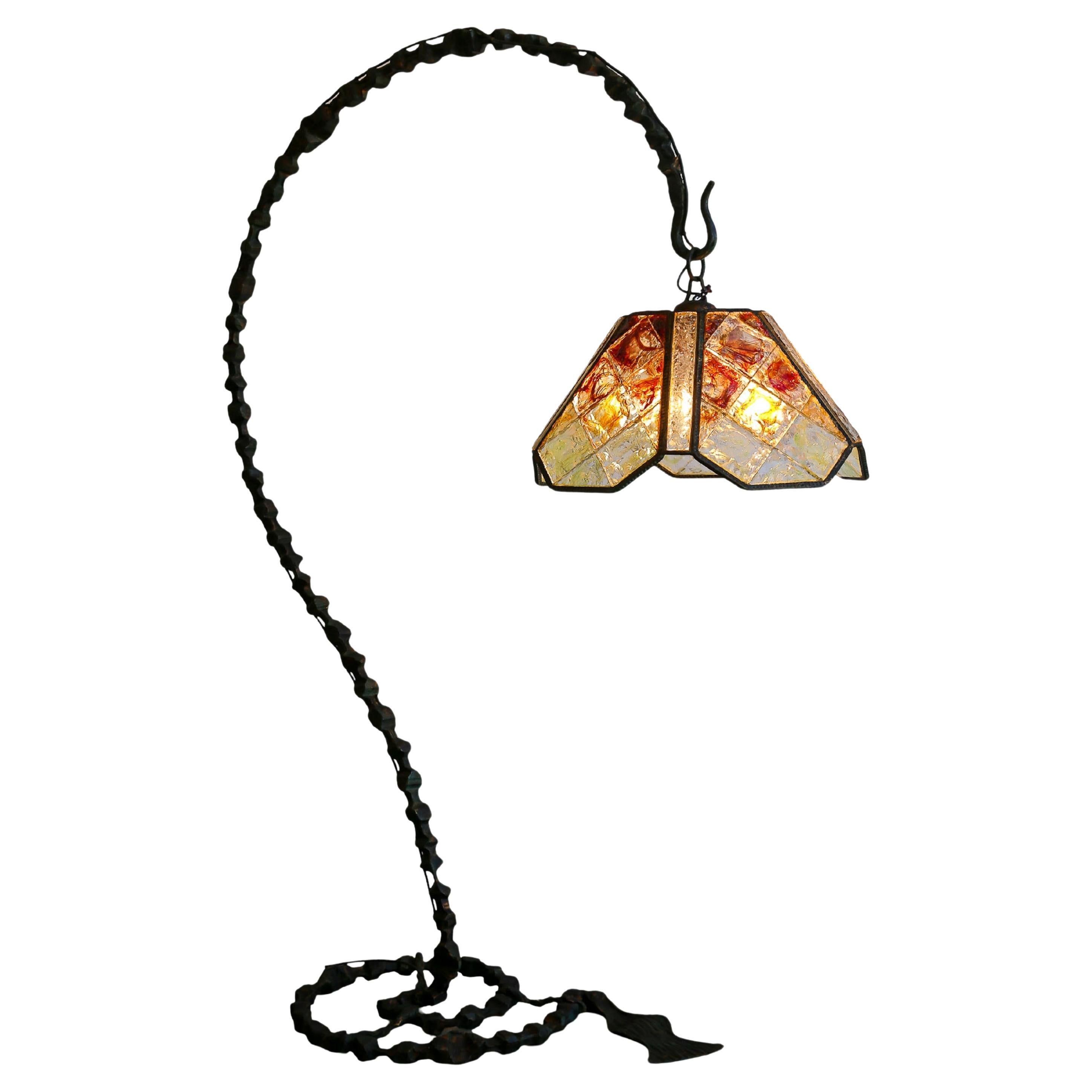 Albano Poli für Poliarte Brutalistische Stehleuchte aus Murano-Glas und Bronze im Angebot