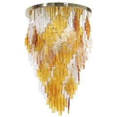 Albano Poli For Poliarte Italian Midcentury Murano Glass Flush Mount Chandelier