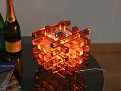 Albano Poli for Poliarte "Jenga" Orange Glass Table Lamp, Italy 70s