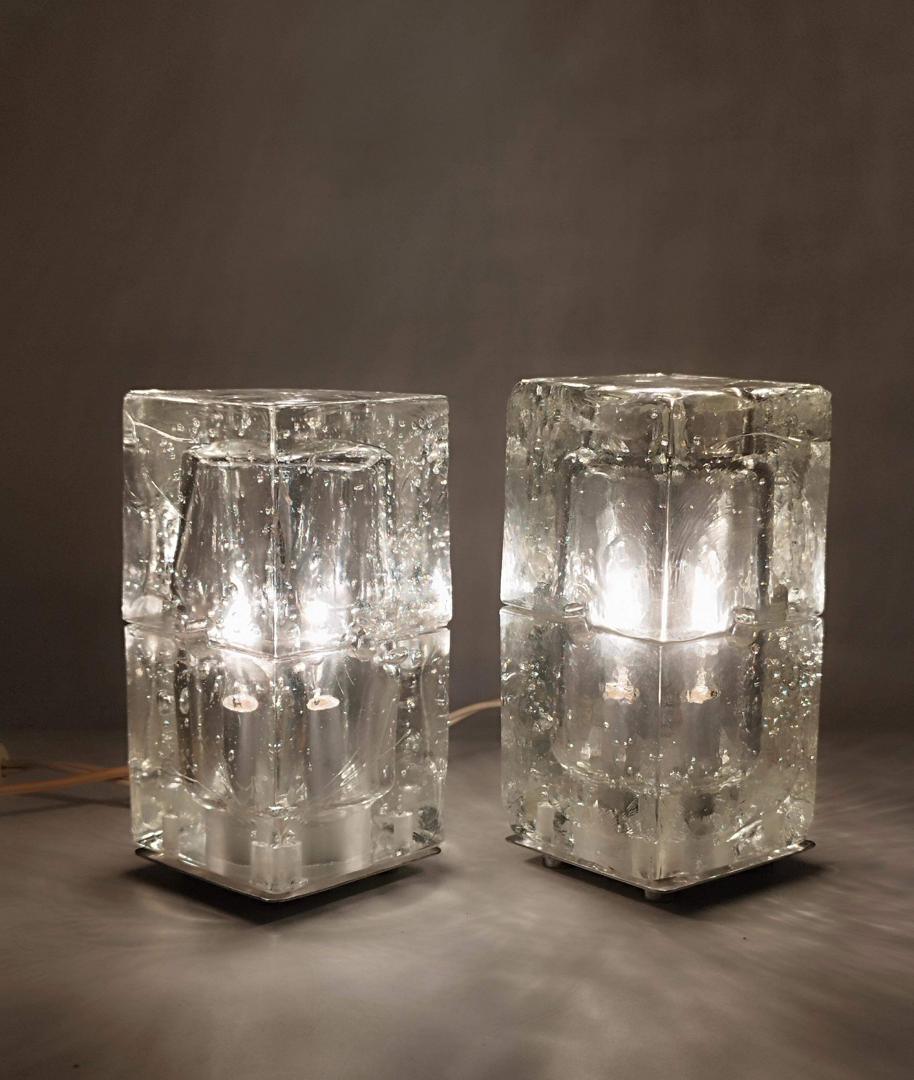Mid-Century Modern Albano Poli for Poliarte Pair of Murano Glass Table Lamps, Italy 1960s For Sale