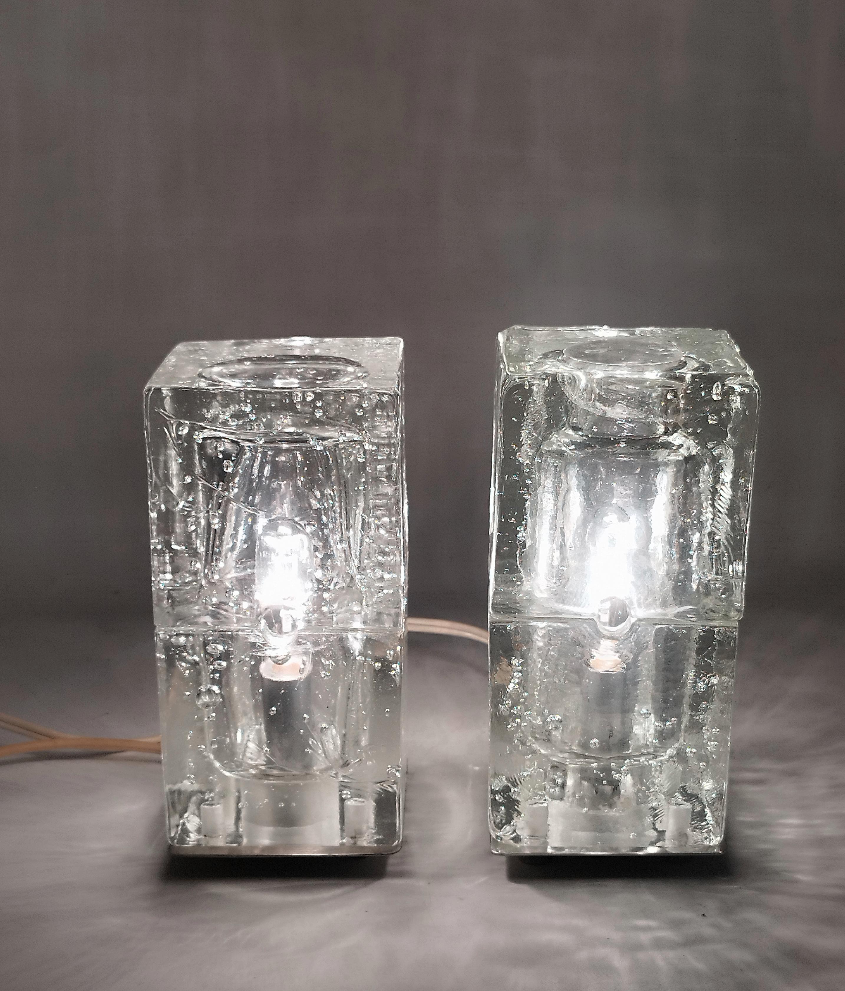Albano Poli for Poliarte Pair of Murano Glass Table Lamps, Italy 1960s In Good Condition For Sale In Naples, IT