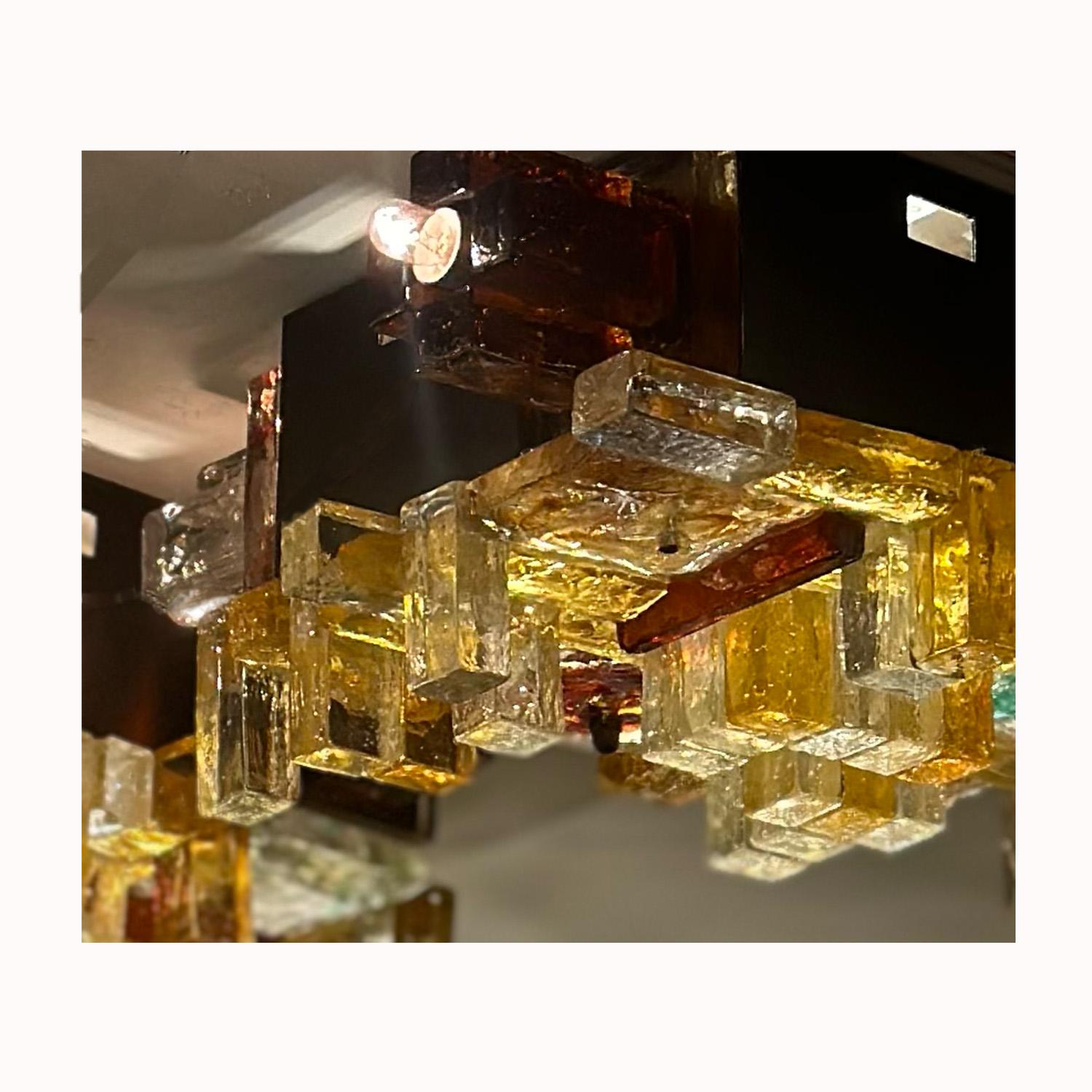 Albano Poli para Poliarte, Raras lámparas empotradas de cristal artístico de Murano, años 70 en Bueno estado para la venta en New York, NY