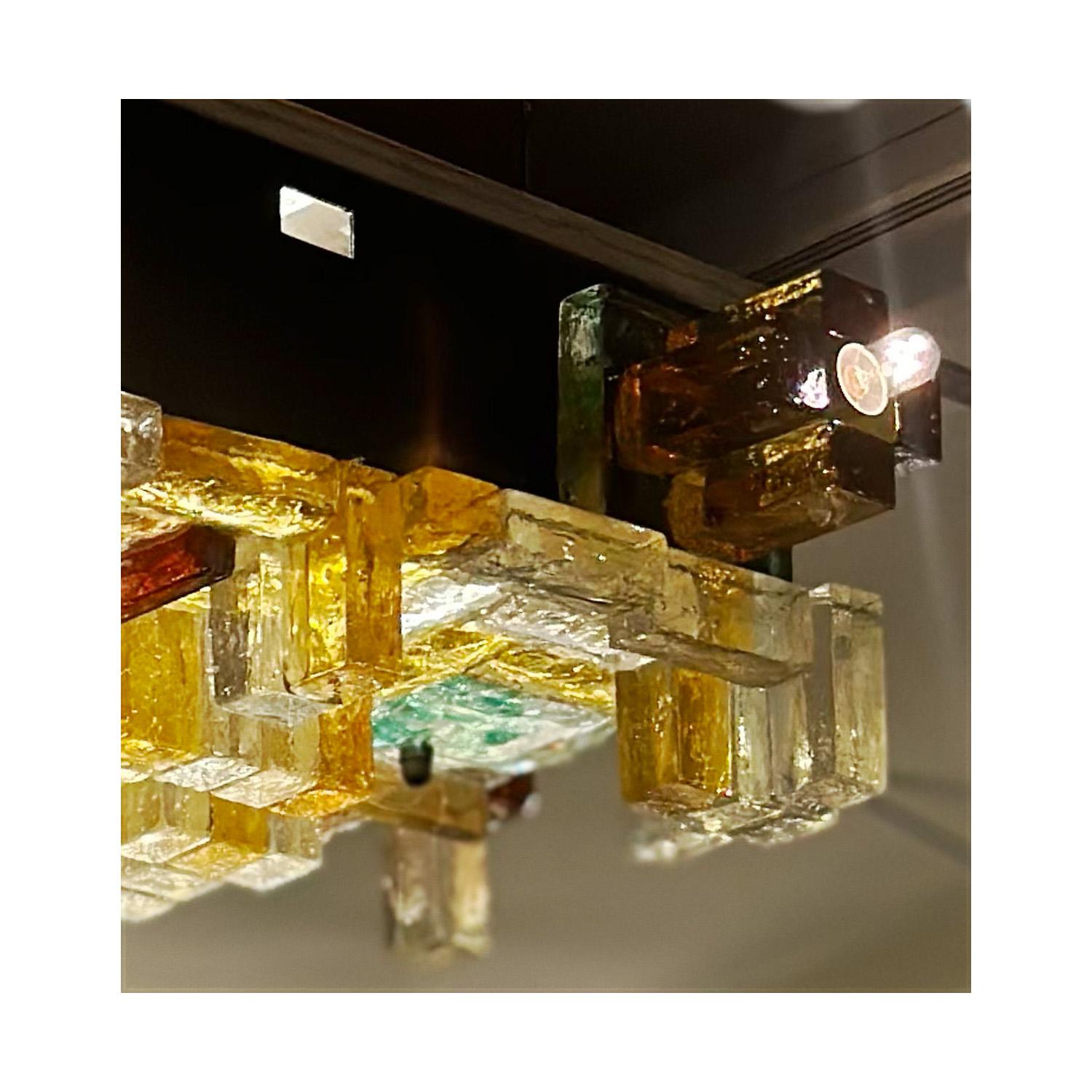 Albano Poli para Poliarte, Raras lámparas empotradas de cristal artístico de Murano, años 70 finales del siglo XX en venta