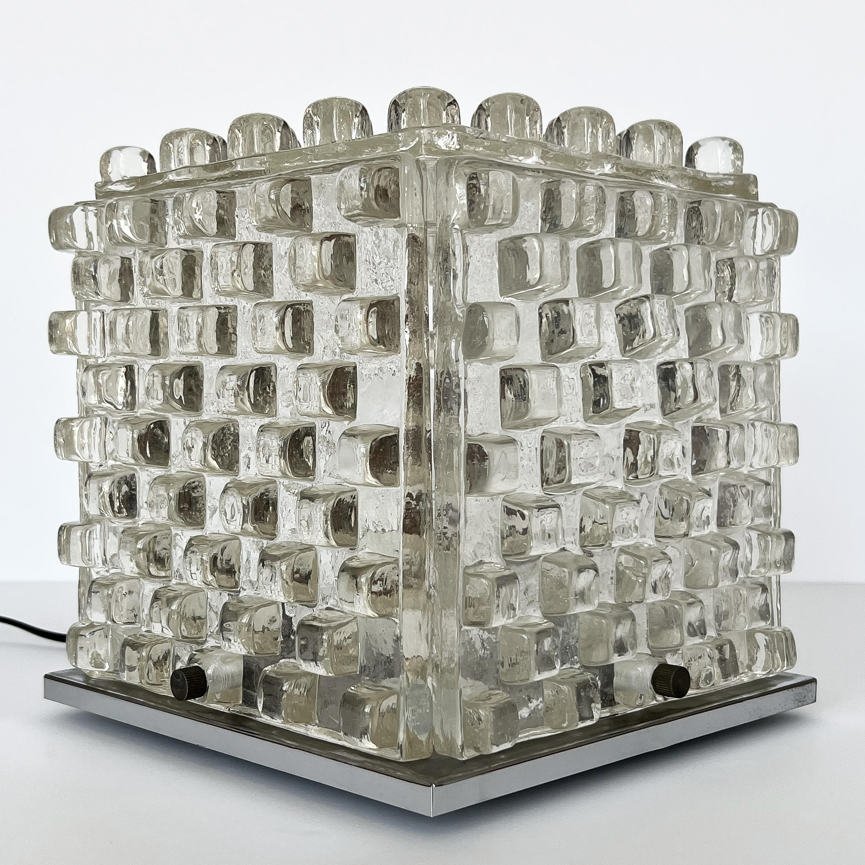 Albano Poli Glass Cube Sculptural Table Lamp for Poliarte 2