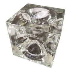 Albano Poli Glass Optic Cube for Poliarte, Verona, Italy, 1960s