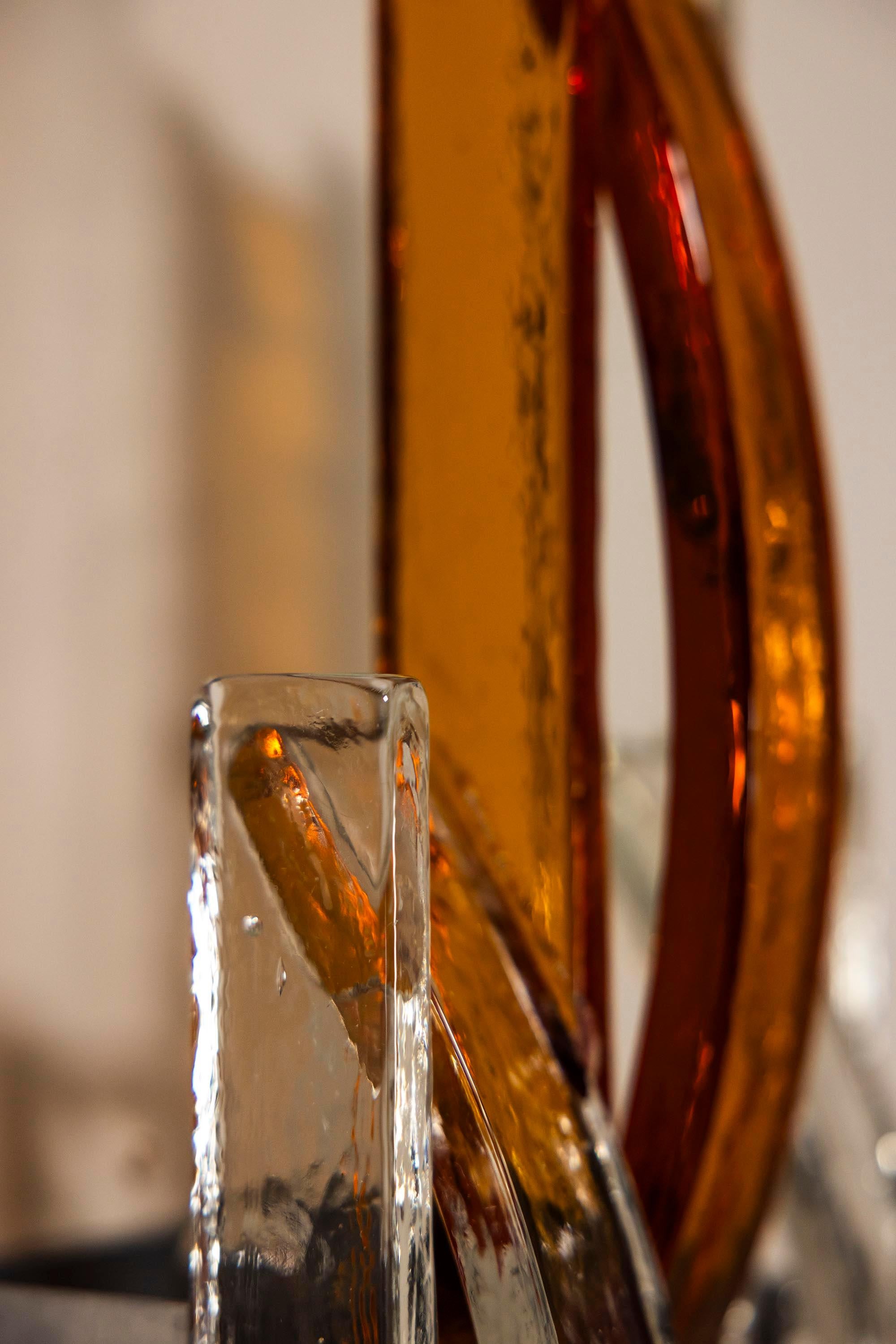 Albano Poli Large Wall Applique in Amber and Transparent Murano glass, Italy 197 For Sale 5
