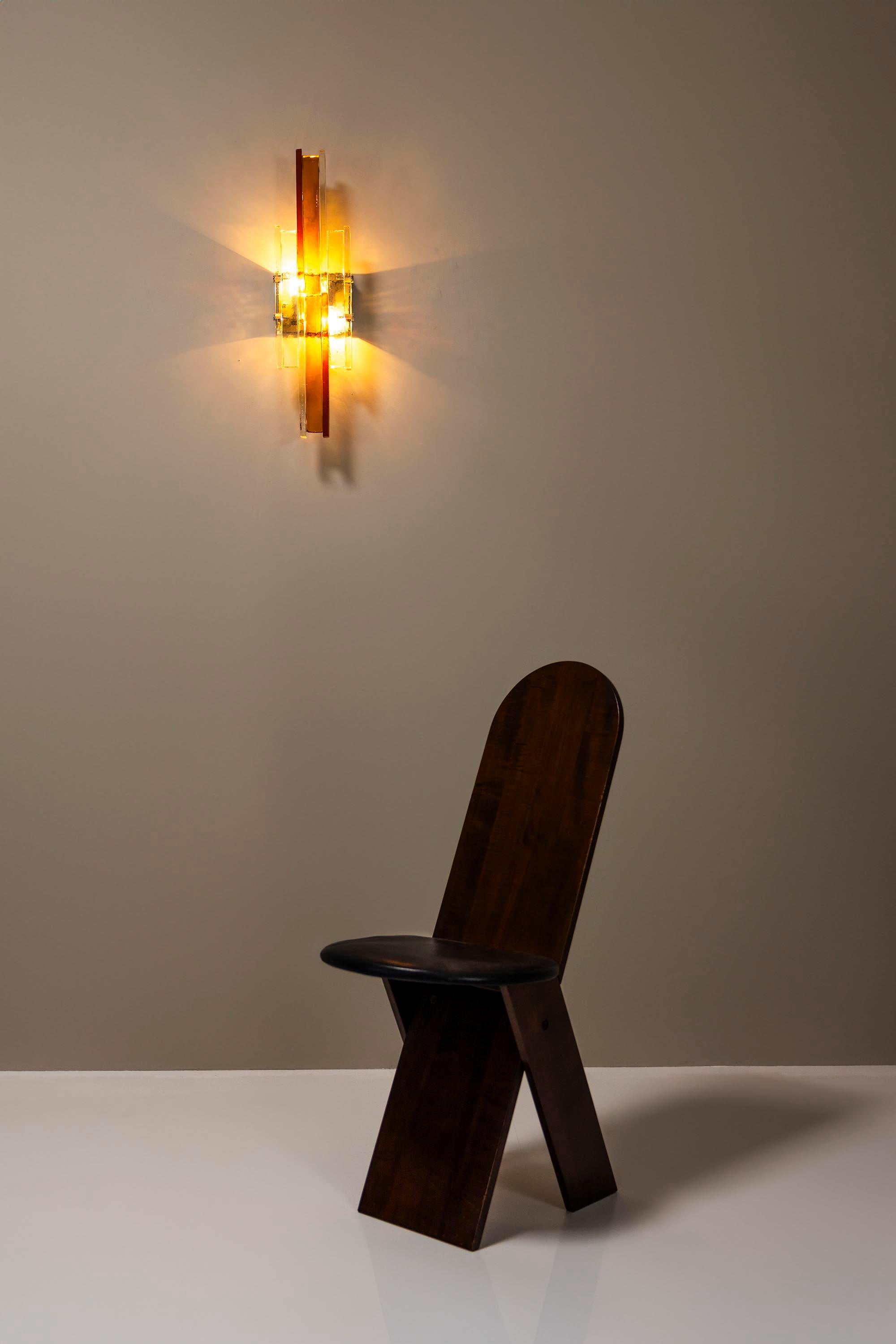 Late 20th Century Albano Poli Large Wall Applique in Amber and Transparent Murano glass, Italy 197 For Sale