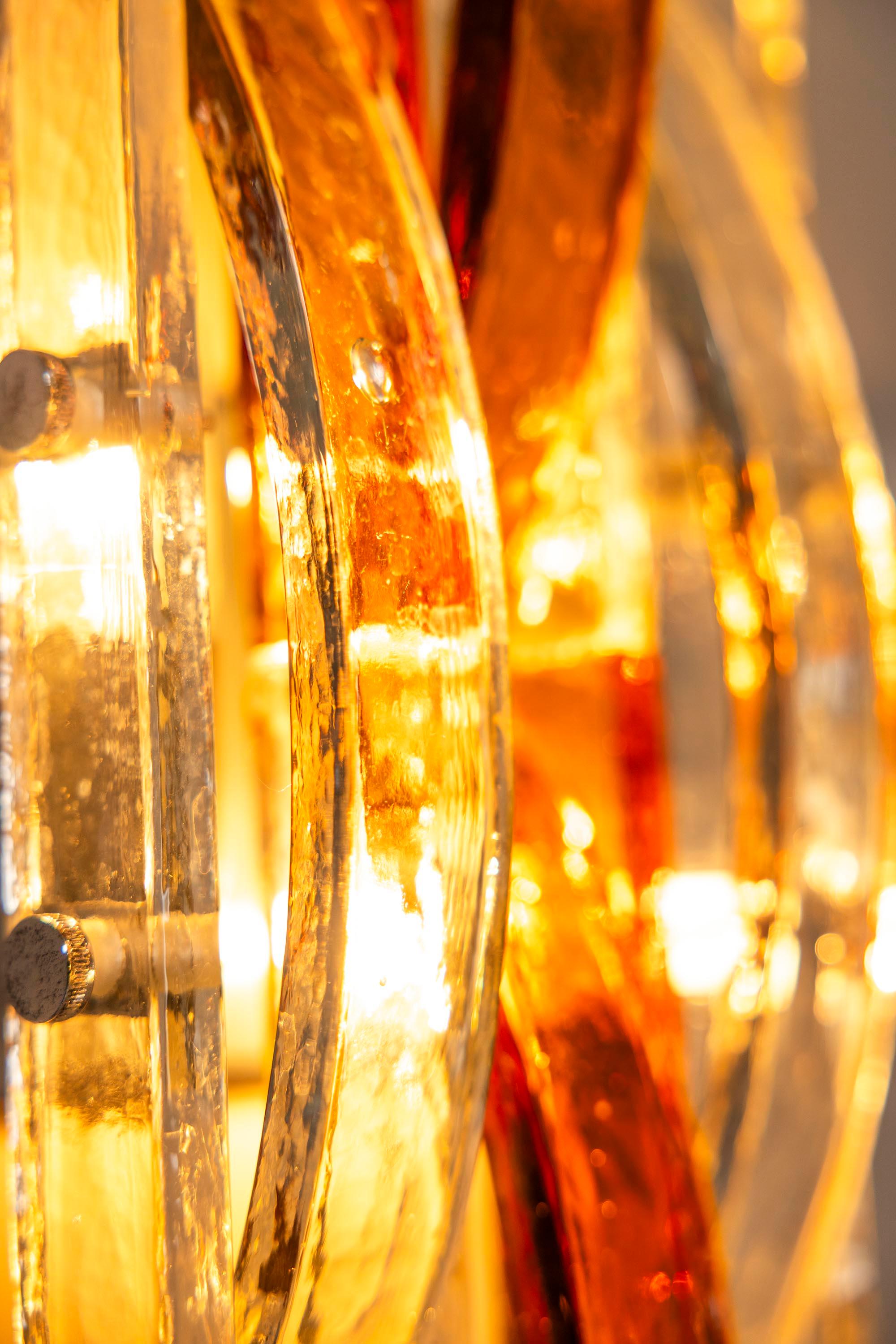 Albano Poli Large Wall Applique in Amber and Transparent Murano glass, Italy 197 For Sale 1