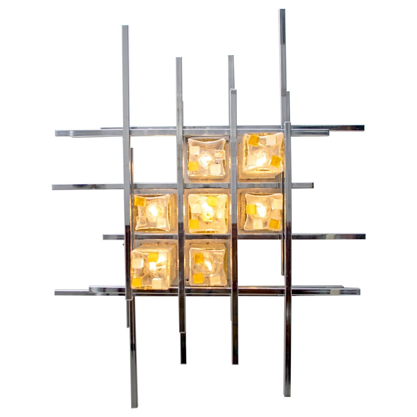 Albano Poli Mid-Century Modern Italian Single Sculture Sconce by Poliarte, 1970s For Sale