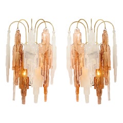 Albano Poli Pair of Mazzega Murano Deco Style Sconces