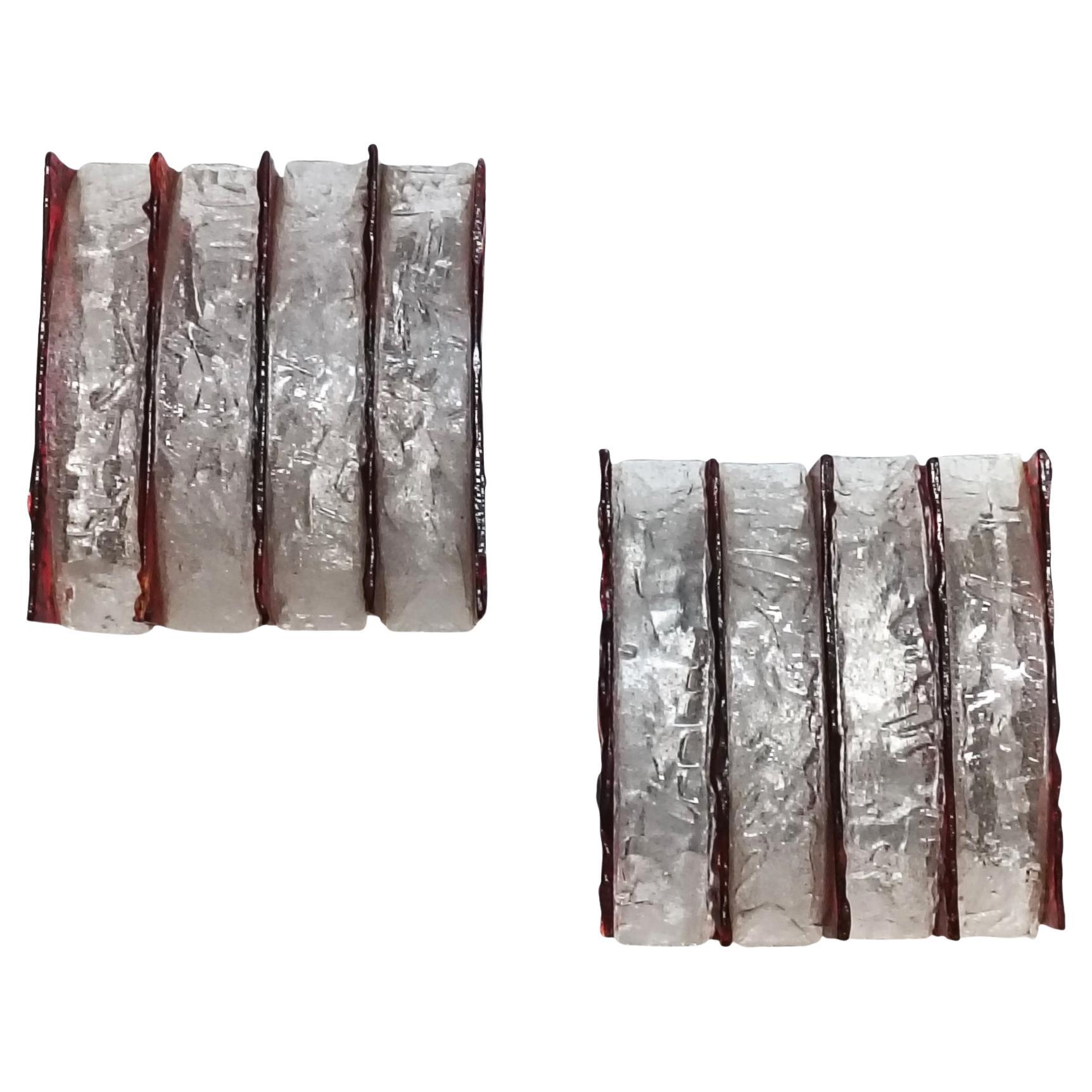 Albano Poli para Poliarte Pareja de apliques de cristal de Murano, años 70