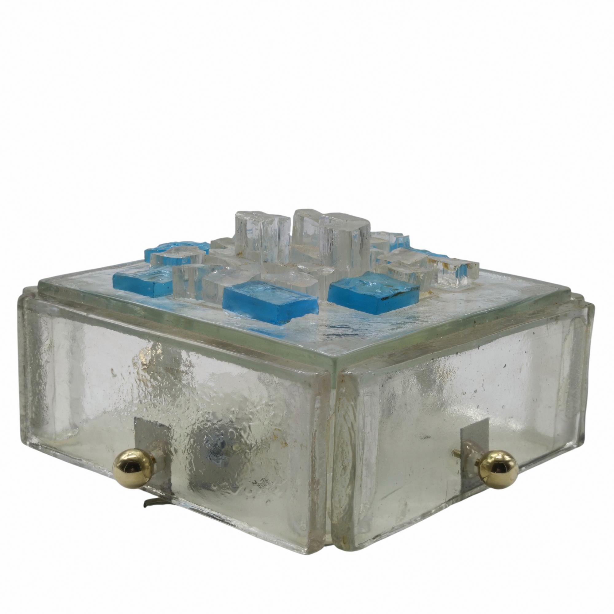 Murano Glass Albano Poli for Poliarte Square Wall Lamp, Italy 1970s For Sale