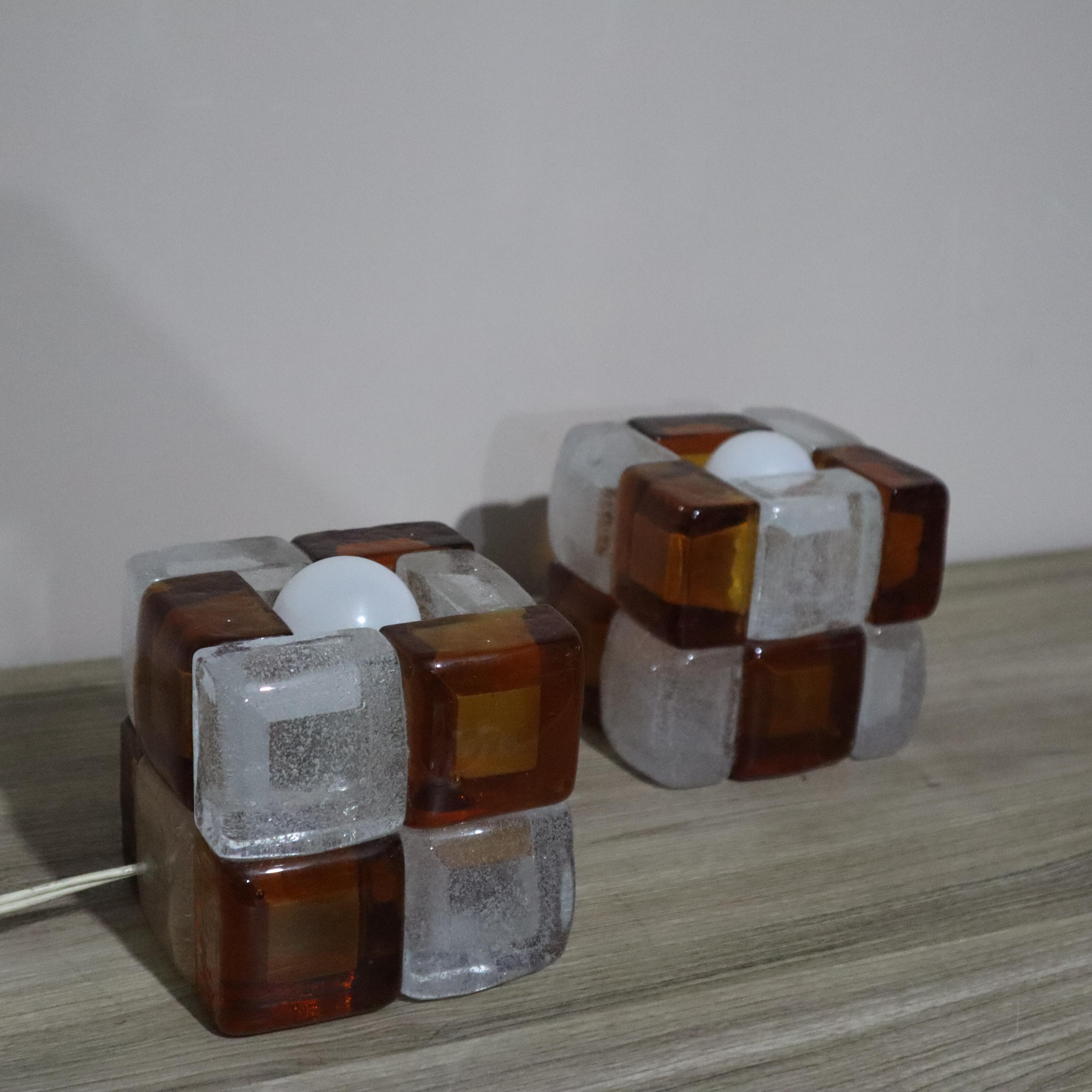 Italian Albano Poli “Poliarte” Murano glass caramel table lamps 1960 Italy in vendita