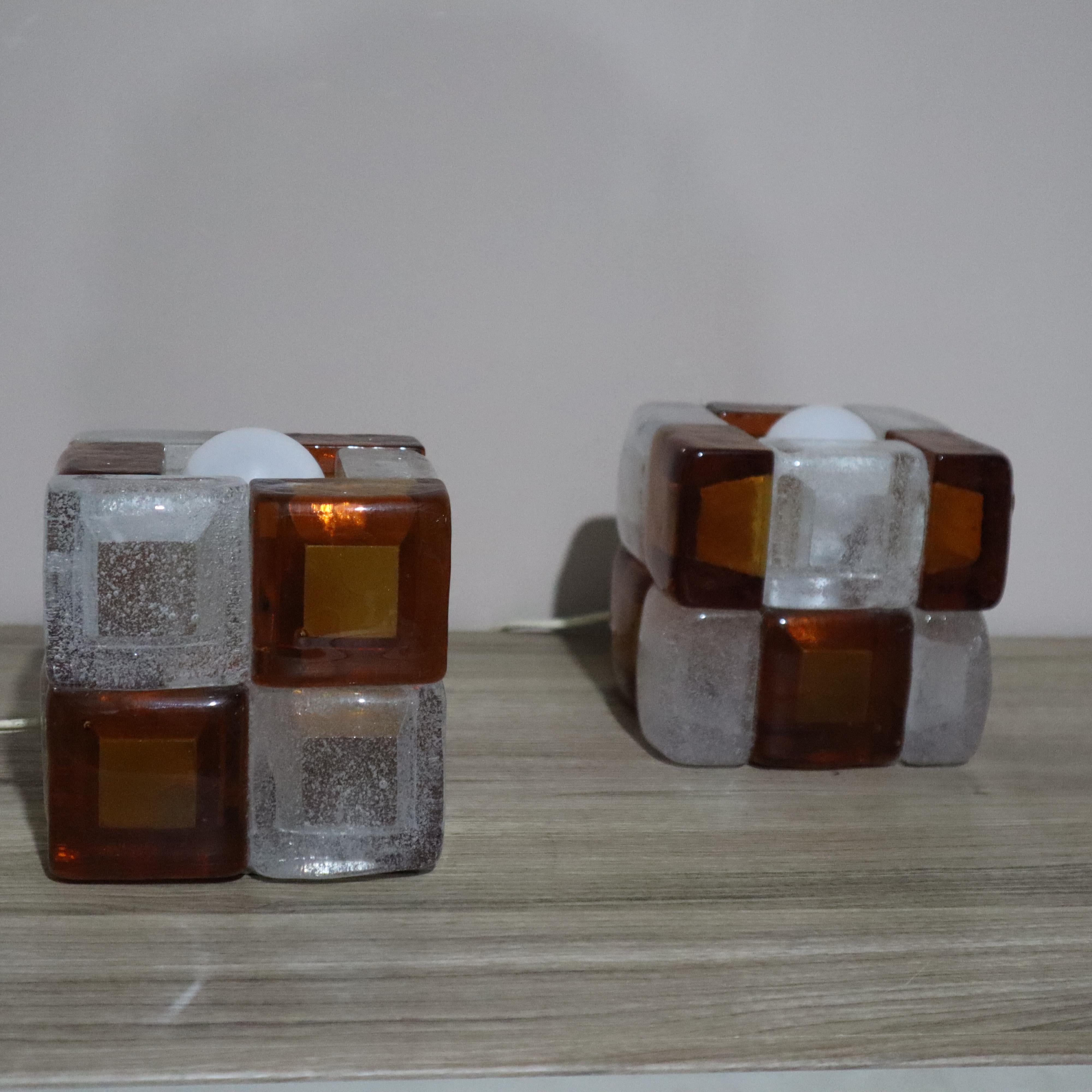 Albano Poli “Poliarte” Murano glass caramel table lamps 1960 Italy In condizioni ottime in vendita a Nicolosi, IT