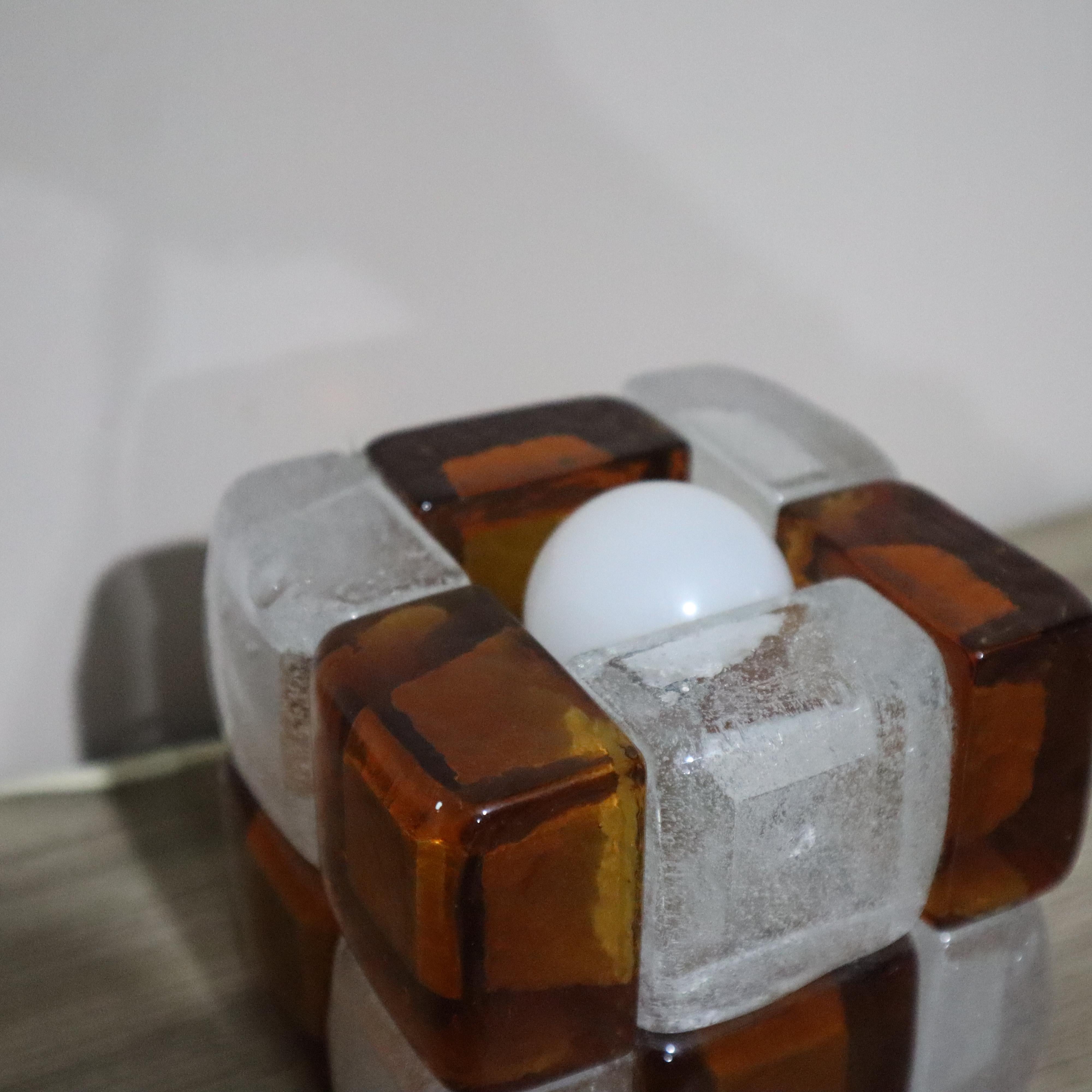 Mid-20th Century Albano Poli “Poliarte” Murano glass caramel table lamps 1960 Italy in vendita