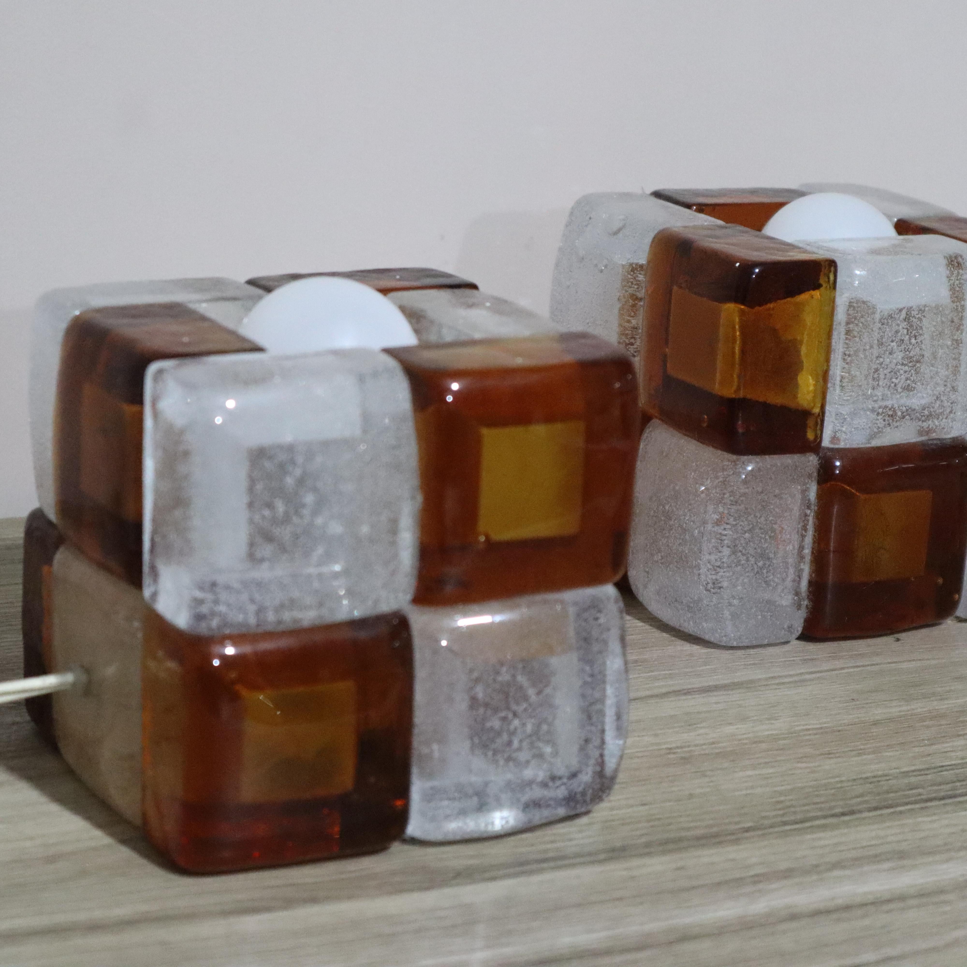 Vetro di Murano Albano Poli “Poliarte” Murano glass caramel table lamps 1960 Italy in vendita