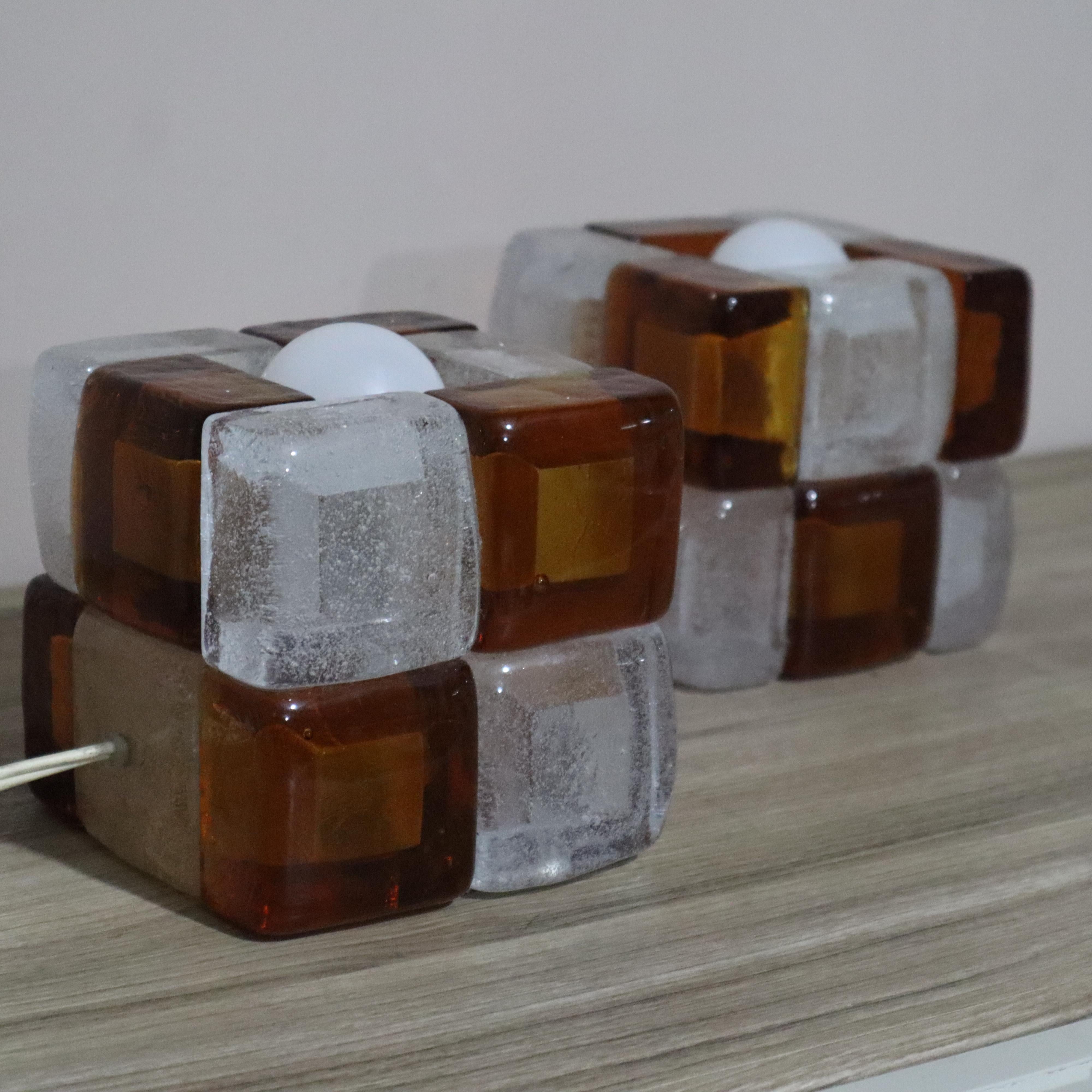 Albano Poli “Poliarte” Murano glass caramel table lamps 1960 Italy in vendita 1