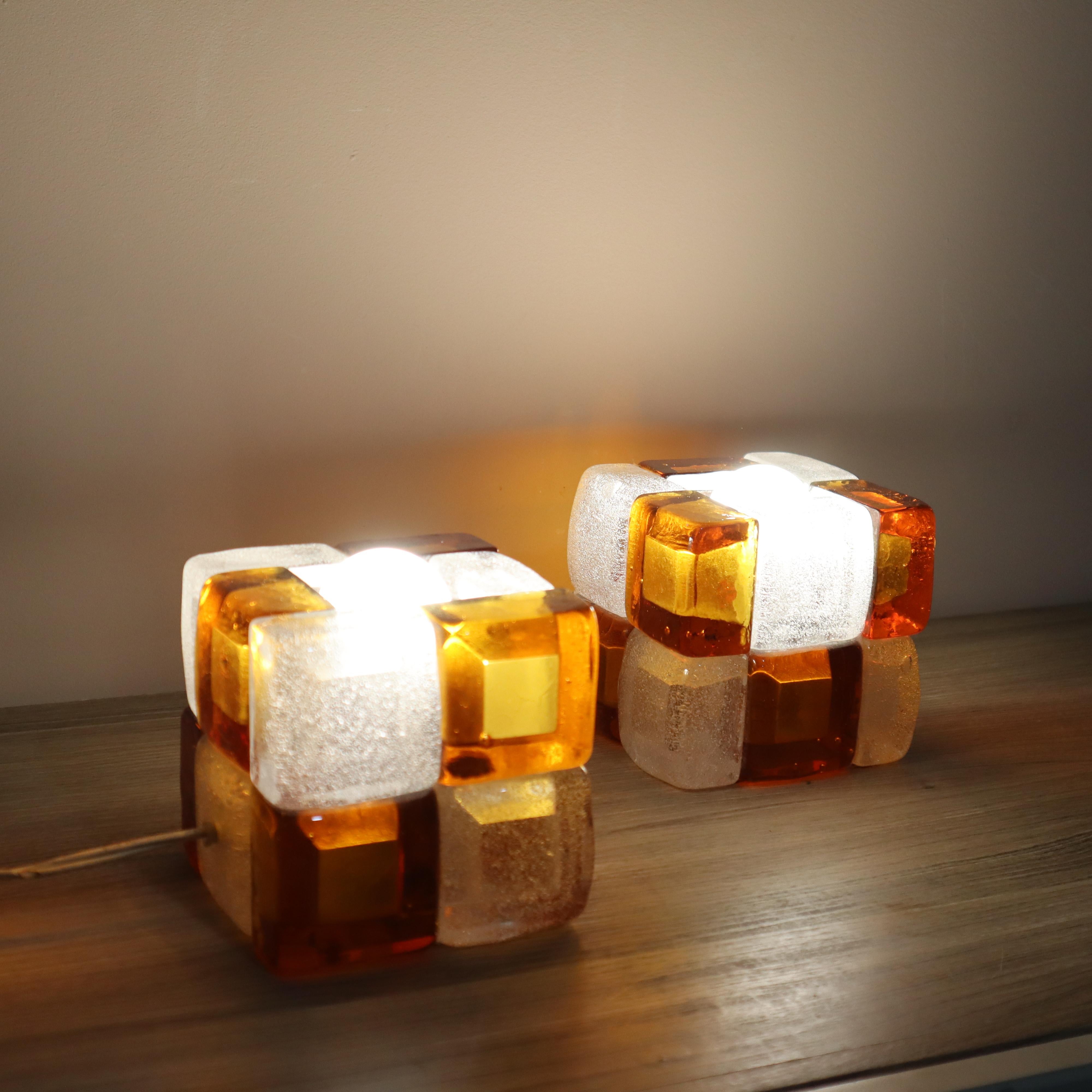 Albano Poli “Poliarte” Murano glass caramel table lamps 1960 Italy in vendita 2