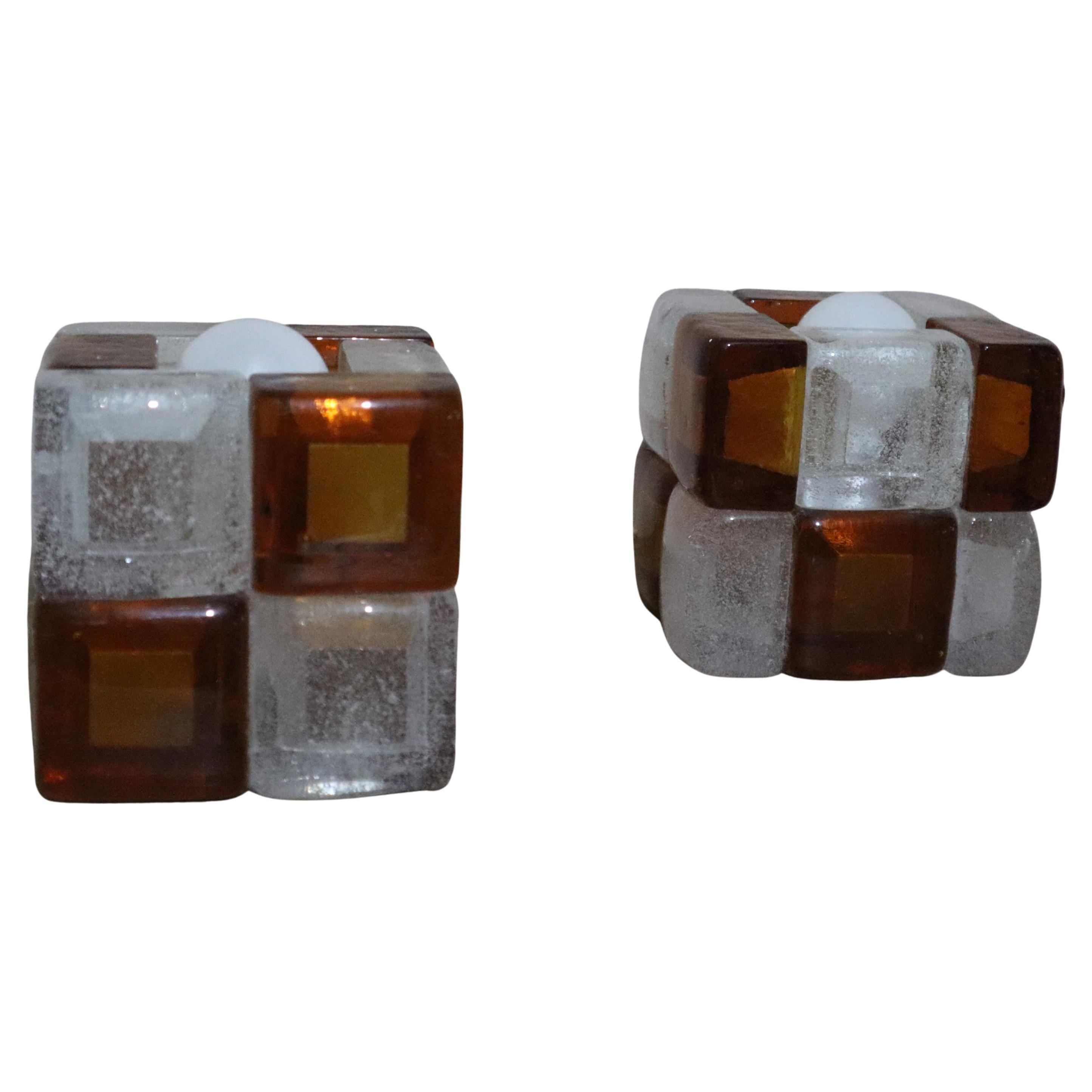 Albano Poli “Poliarte” Murano glass caramel table lamps 1960 Italy