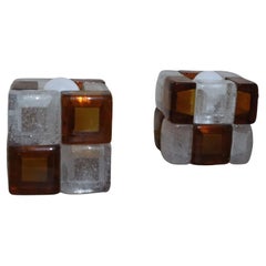 Albano Poli "Poliarte" Murano glass caramel table lamps 1960 Italy