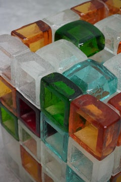 Albano Poli Poliarte Sculptural Glass Cube Table Lamp, Poliarte, Italy 1970s