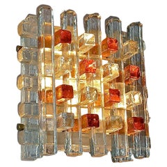 Albano Poli Poliarte Wall Light Sconce Murano Glass Amber Clear 1960s Mazzega