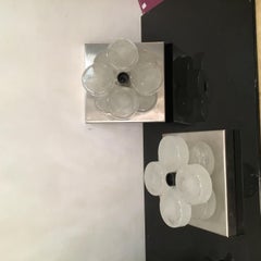Albano Poli Appliques Verre Murano Métal Crome 1960 Italie