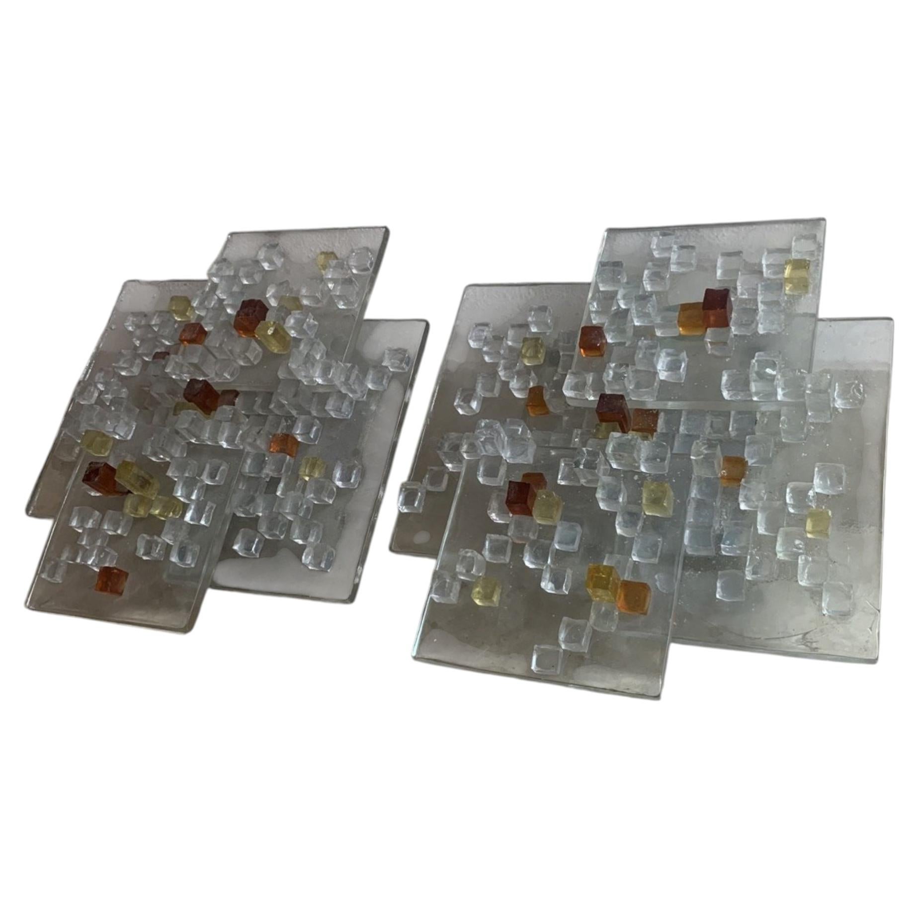 Couple Wall Sconces by Albano Poli for Poliarte, Faceted Murano Glass, 68's