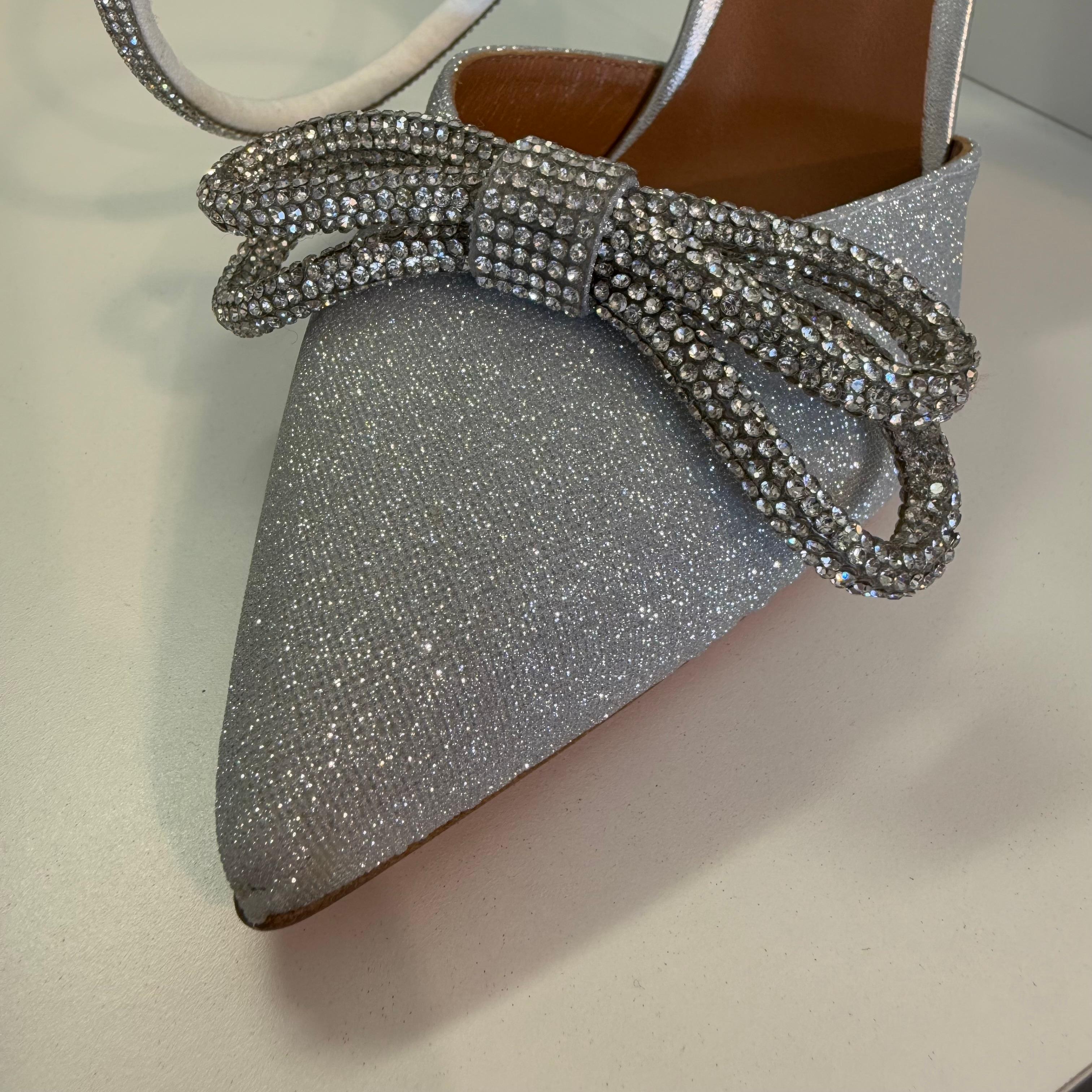 Albano Italien Silber- und Strass-Hohe Schuhe IT 39 Damen im Angebot