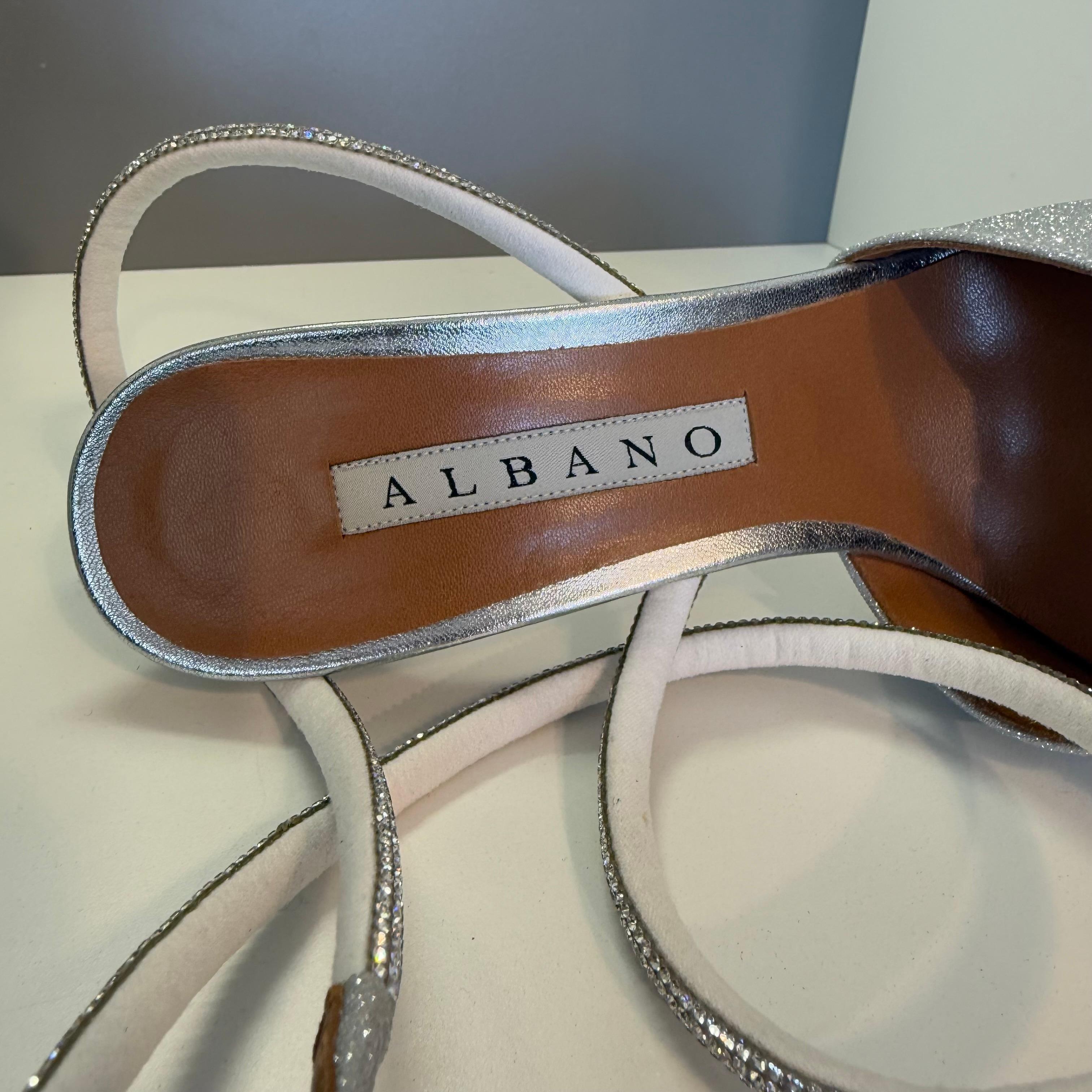 Albano Italien Silber- und Strass-Hohe Schuhe IT 39 im Angebot 1